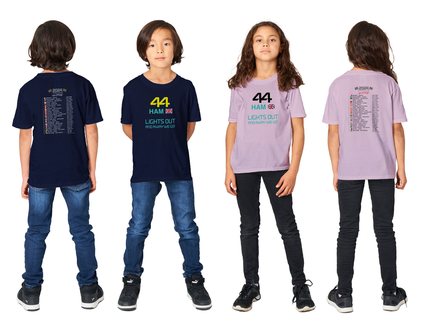 Lewis Hamilton Formula 1 2024 Race Calendar Children's T-Shirt