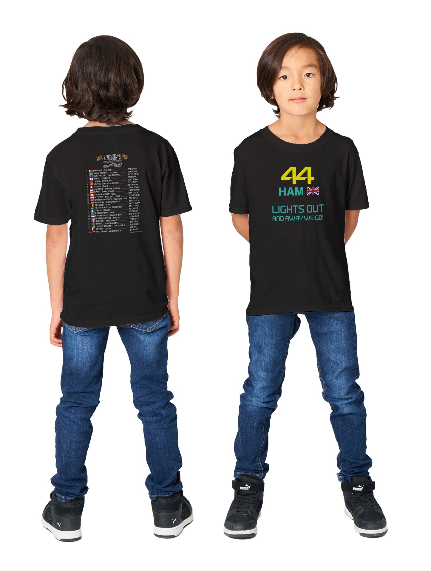 Lewis Hamilton Formula 1 2024 Race Calendar Children's T-Shirt