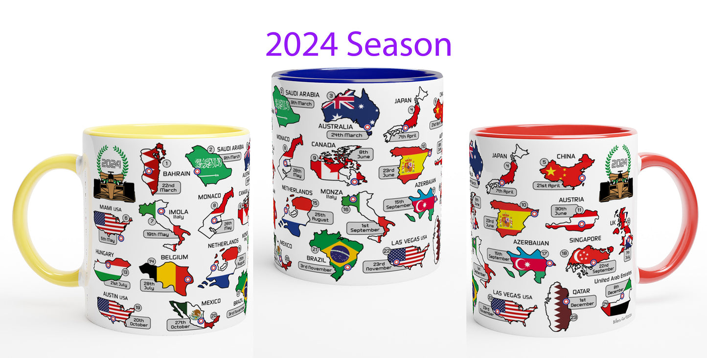 2026 Formula 1 Calendar Mug With Countries and Flags - All F1 Races