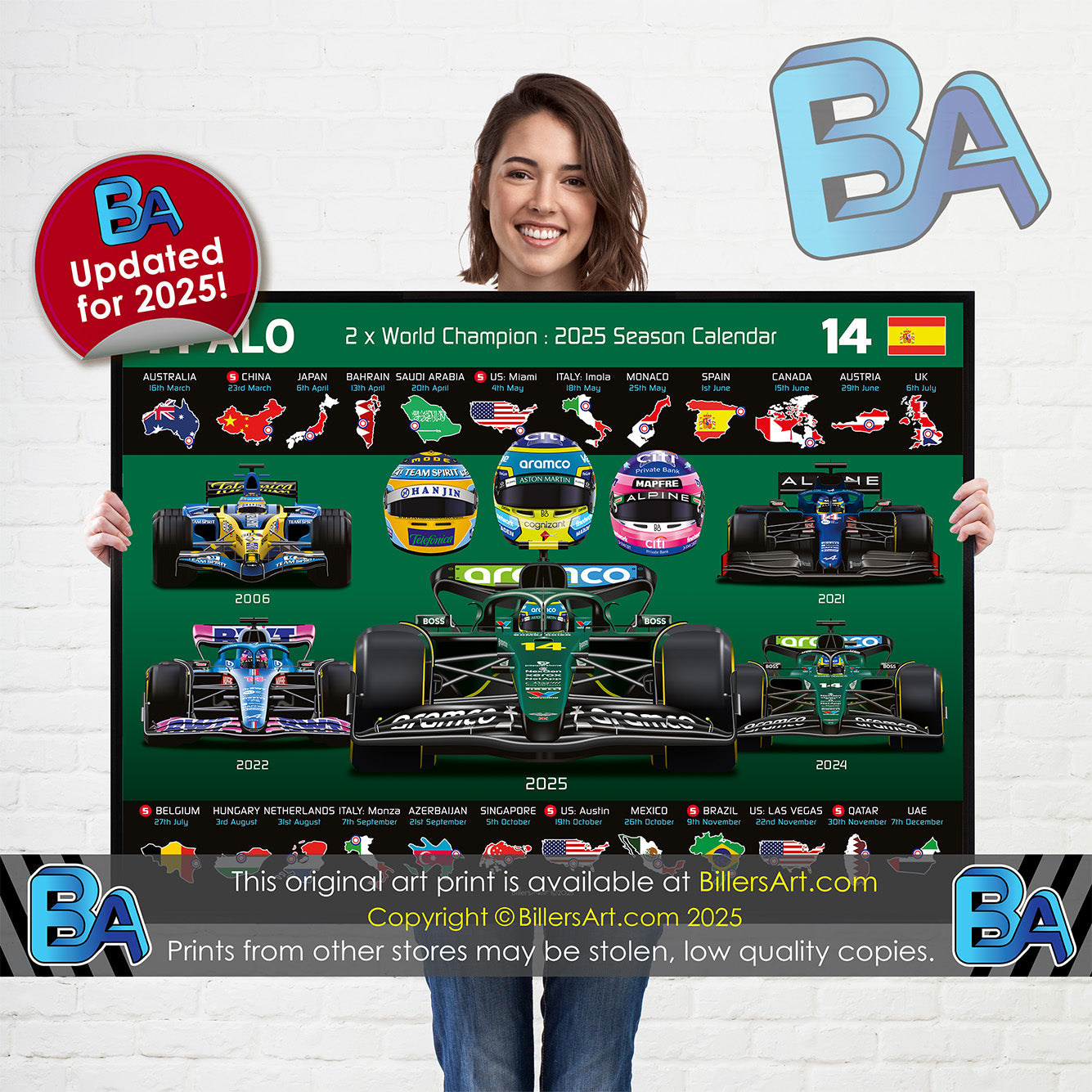 Fernando Alonso 2025 Formula Celebration Print