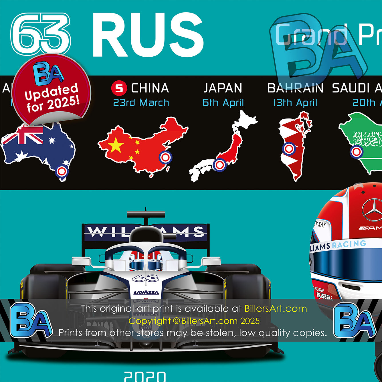 George Russell 2025 Formula 1 Celebration Print