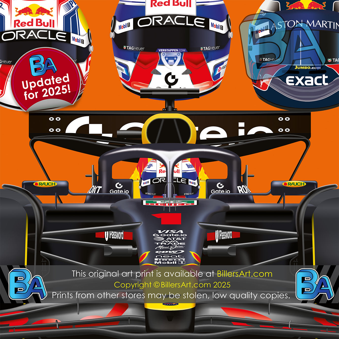 Max Verstappen 2025 Formula 1 Celebration Print In Orange