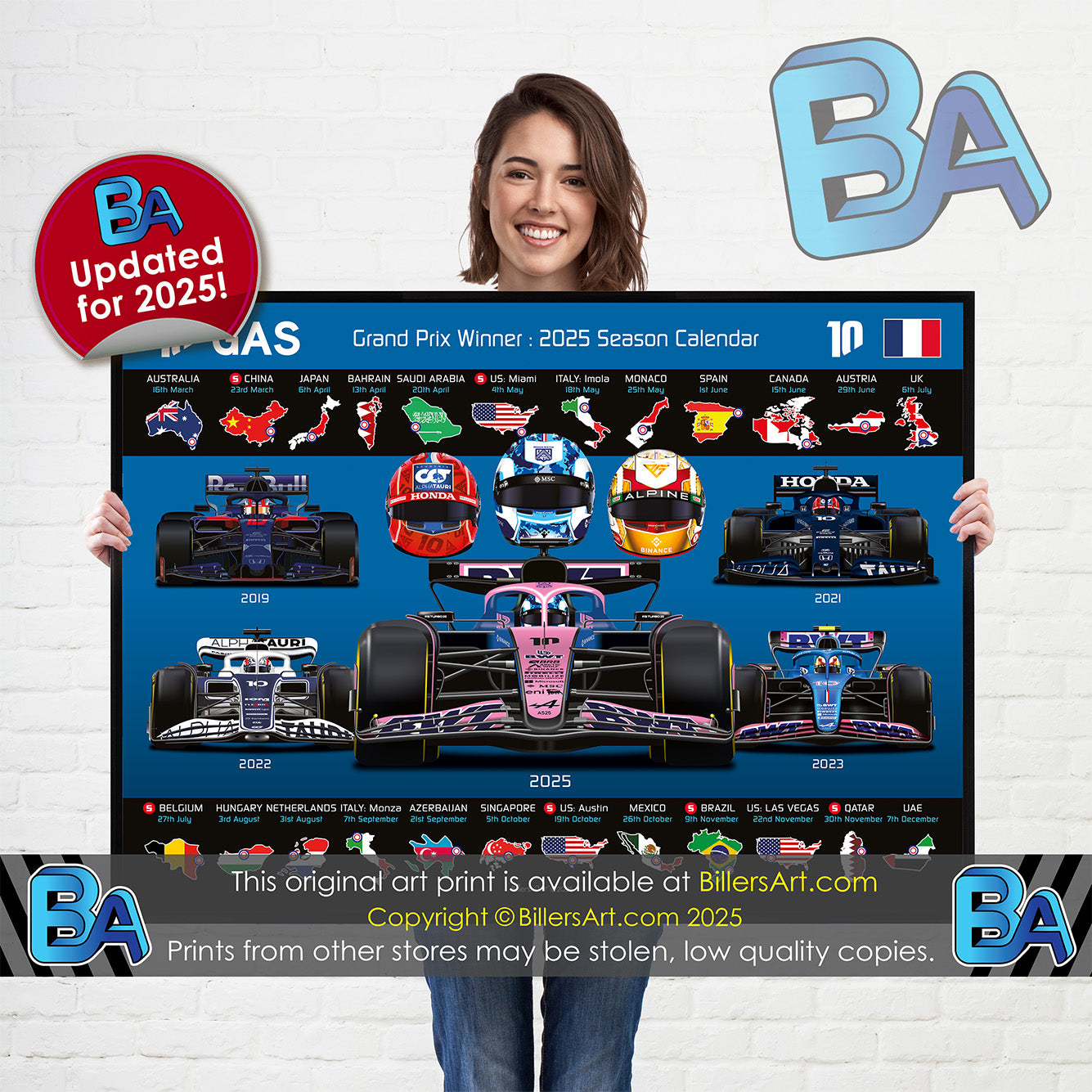 Pierre Gasly 2025 Formula 1 Celebration Print