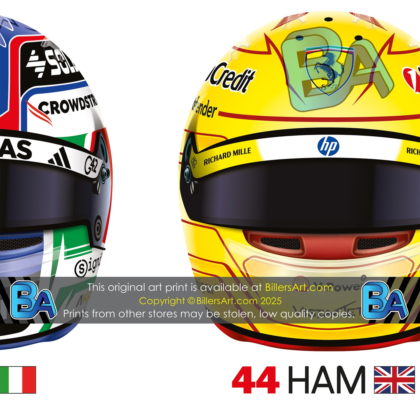 Formula Drivers' Helmets 2025 F1 Wall Print