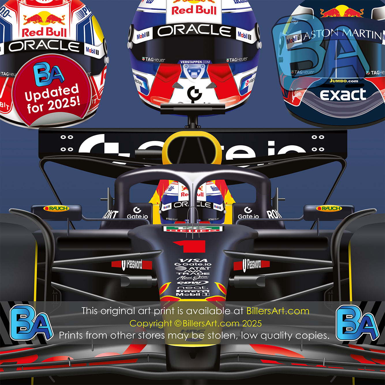 Max Verstappen 2025 Formula 1 Celebration Print In Blue