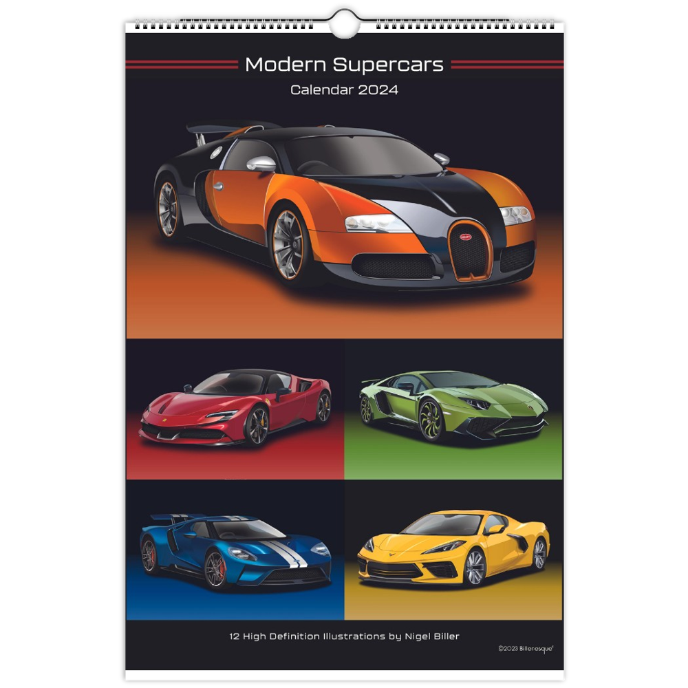 Supercars 2024 Calendar fast car calendar Billers Art