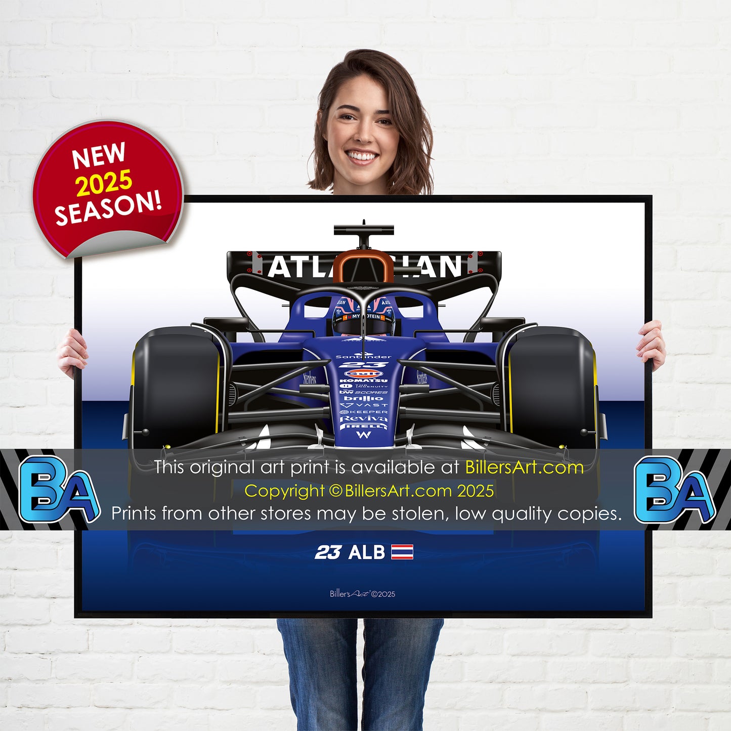 Alexander Albon Latest Formula 1 Williams 2025 Racing Car Print