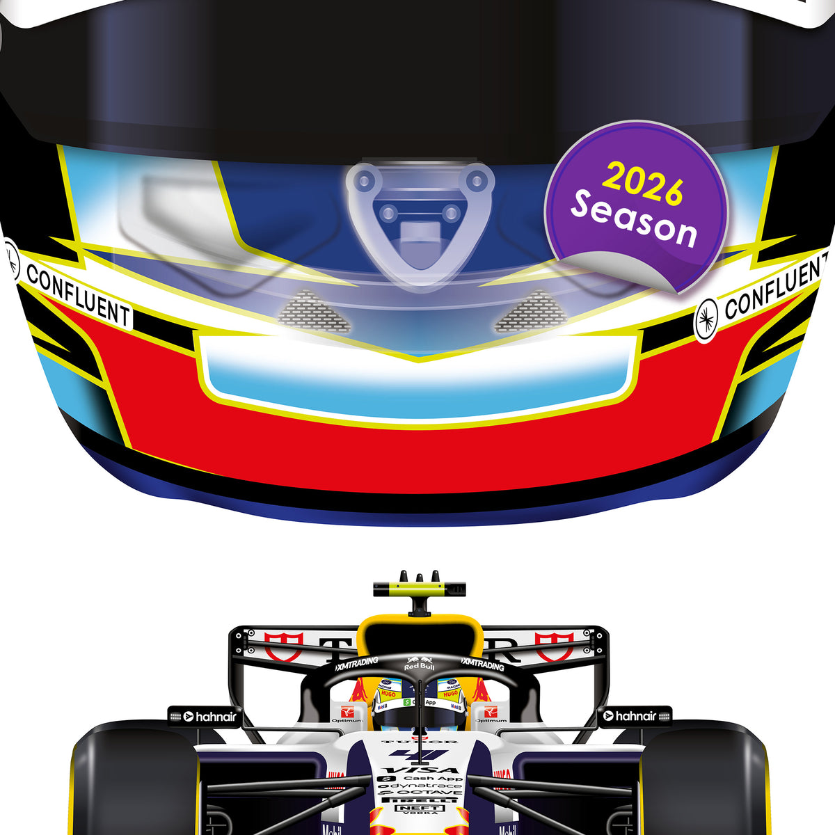 Arvid Lindblad Formula 1 Racing Helmet 2026 Racing Bulls Print