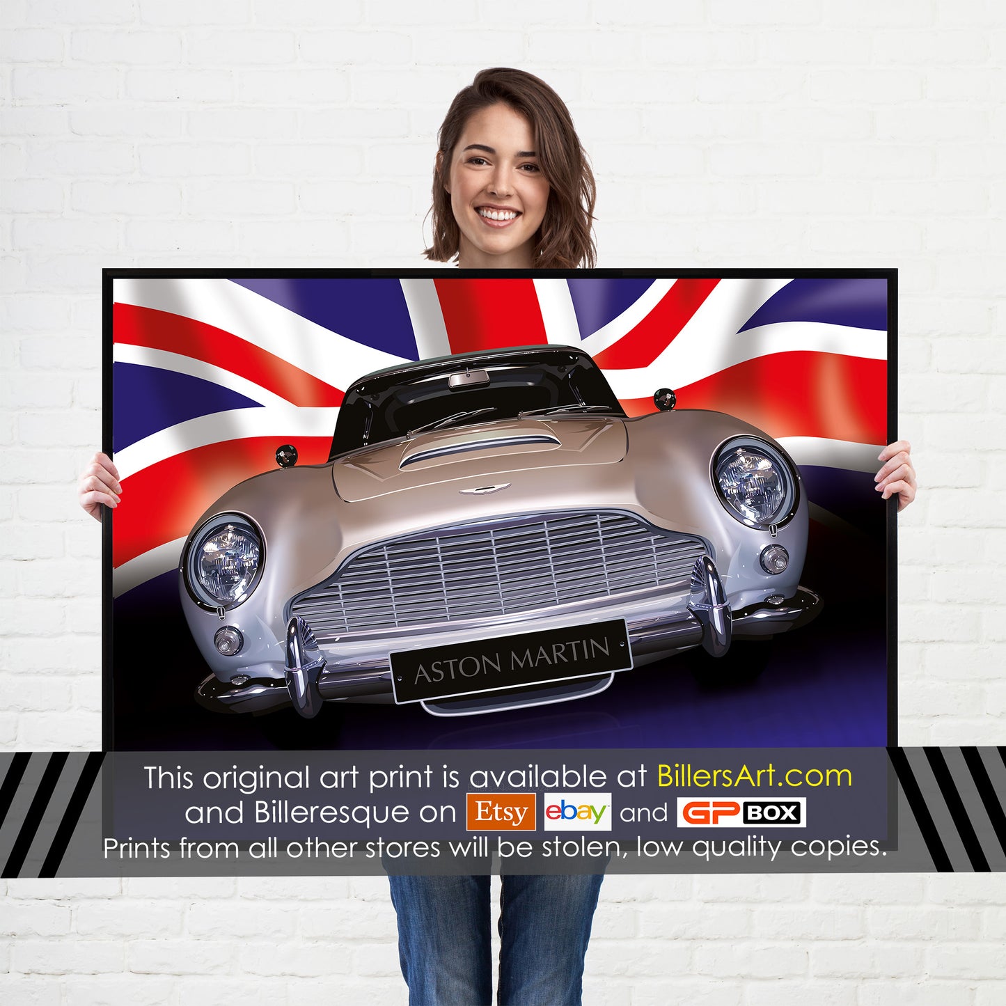 Classic Aston Martin DB5 Car High Quality Illustration Poster