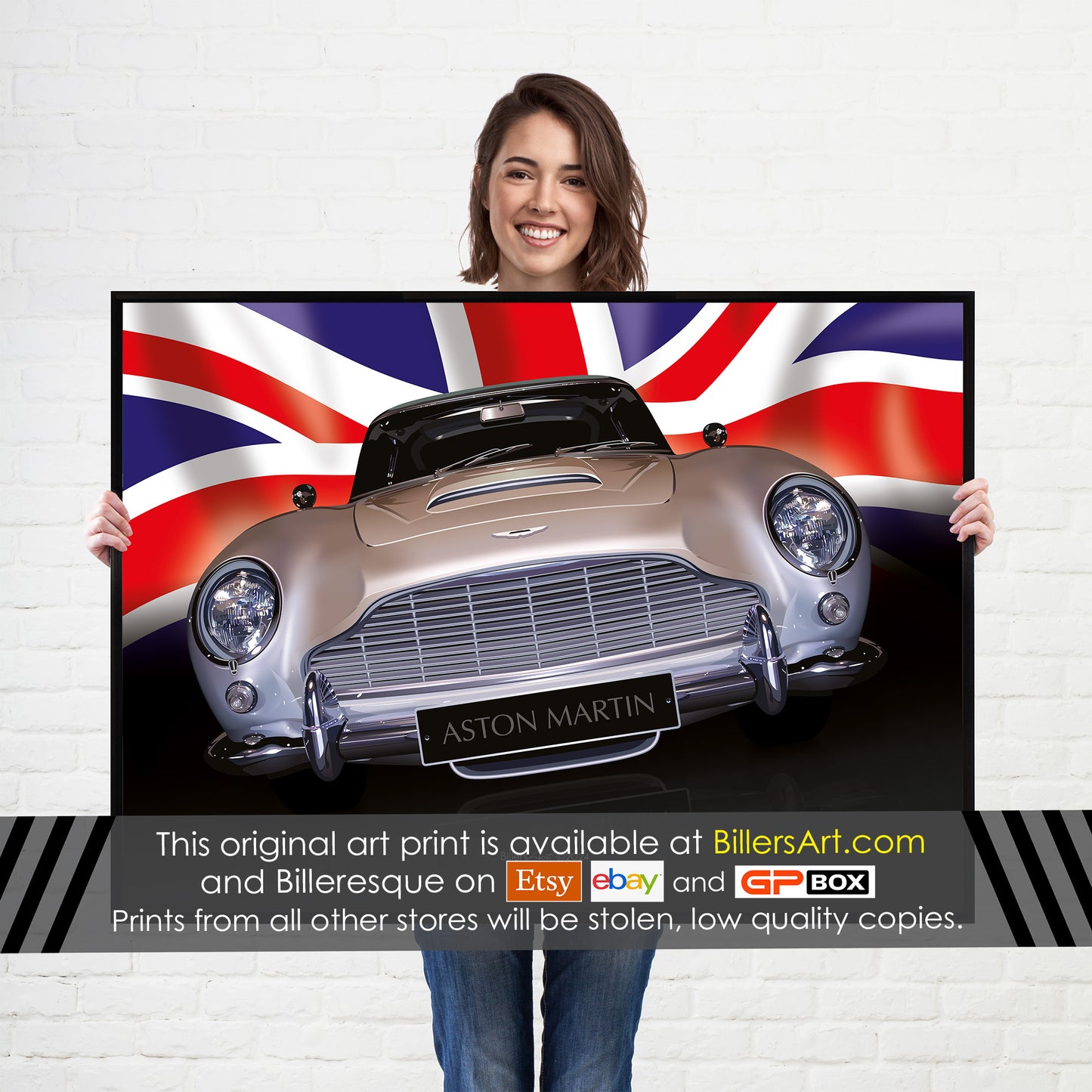 Classic Aston Martin DB5 Car High Quality Illustration Poster