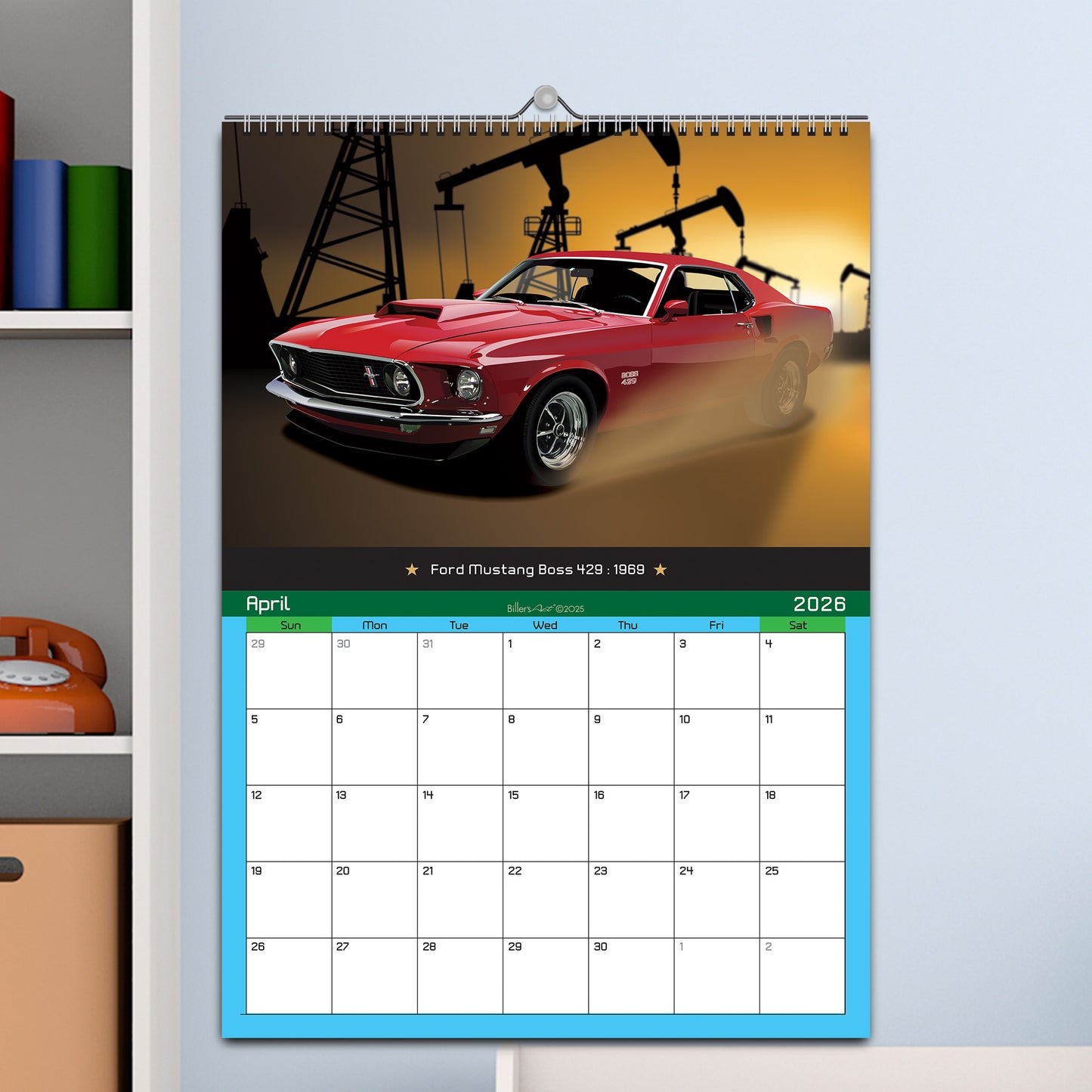 American Muscle Car 2026 Calendar on Scenic Backgrounds