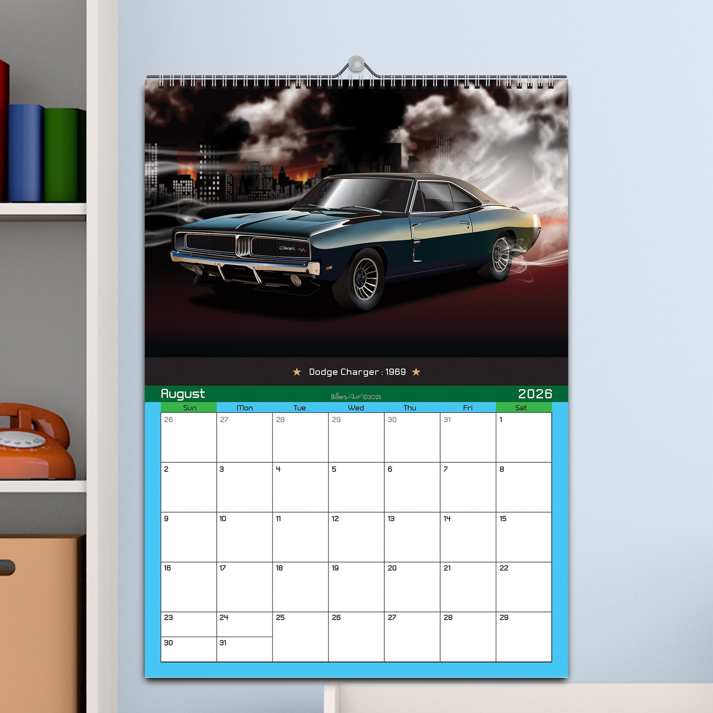 American Muscle Car 2026 Calendar on Scenic Backgrounds