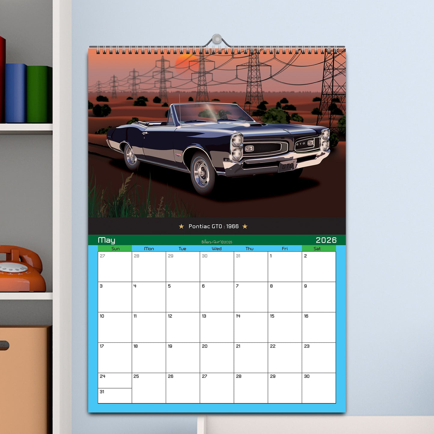 American Muscle Car 2026 Calendar on Scenic Backgrounds