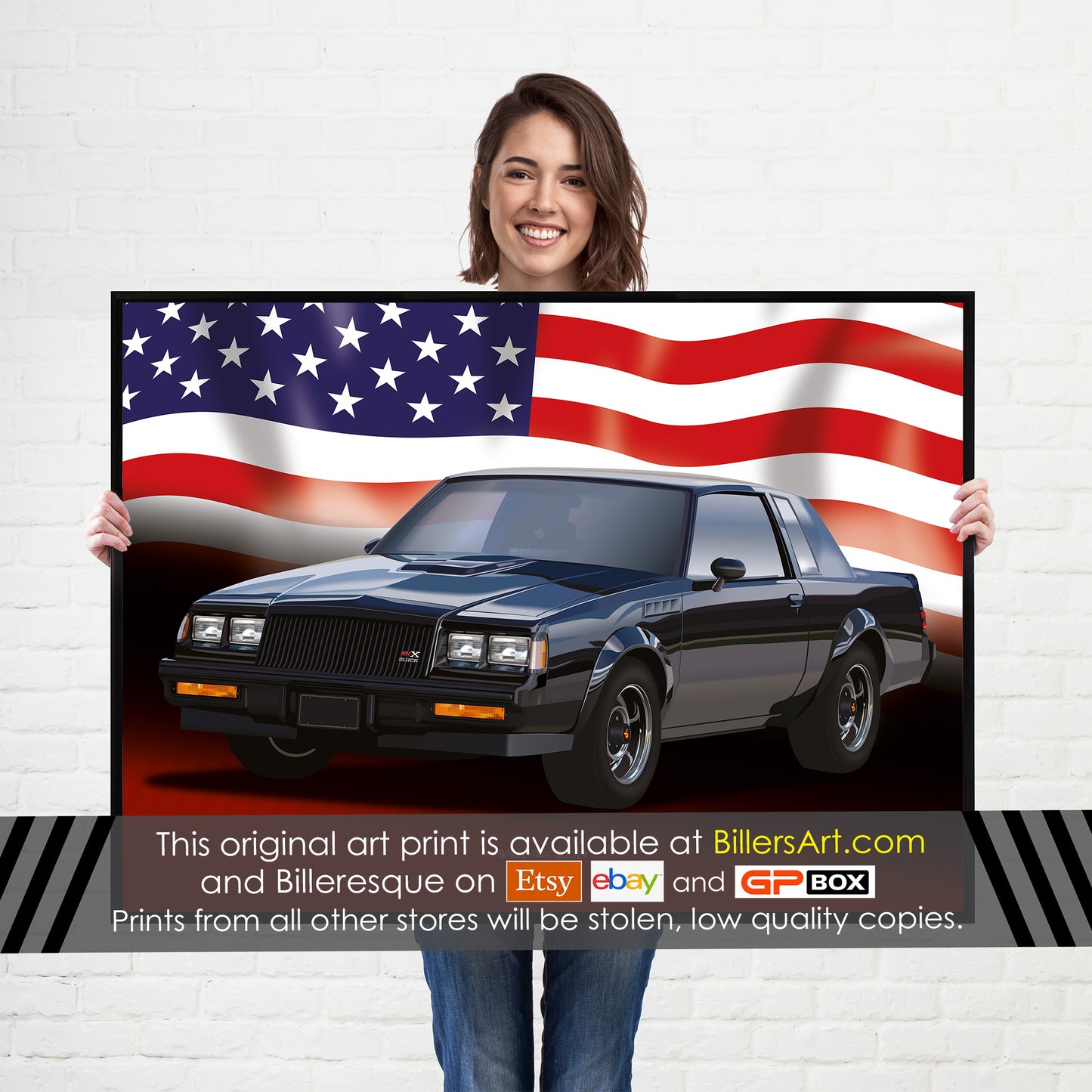 Buick Grand National 1984 US Muscle Car High Quality Colourful Illustration Poster