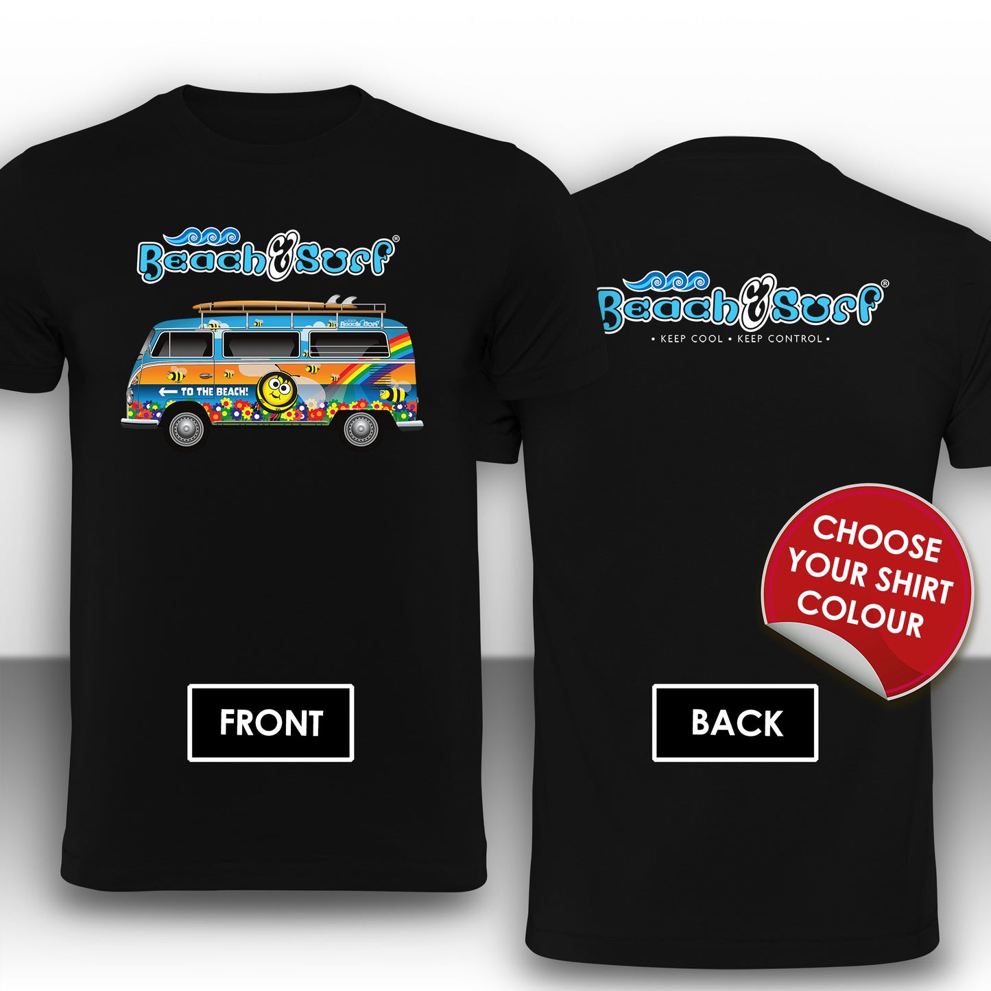 Camper Van Bees and Beach Design - BEACH & SURF Leisure Wear