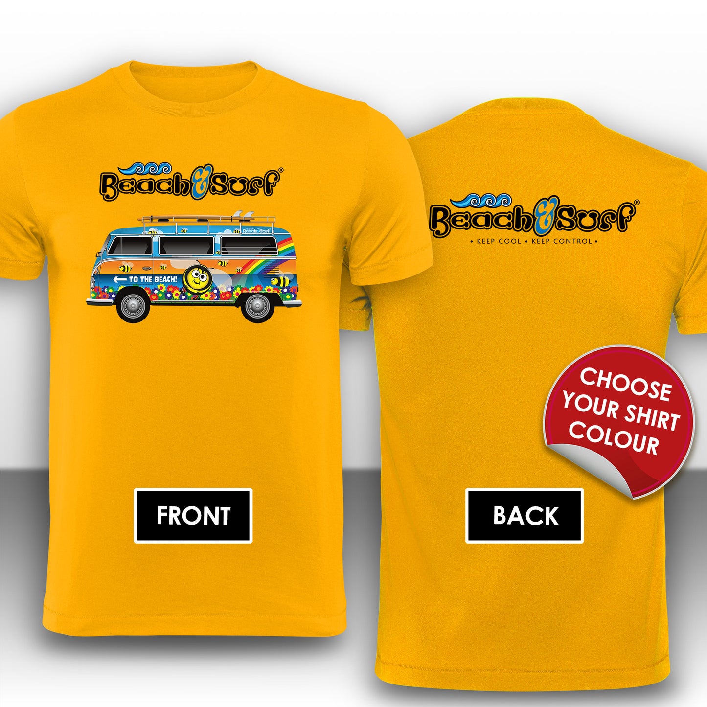 Camper Van Bees and Beach Design - BEACH & SURF Leisure Wear