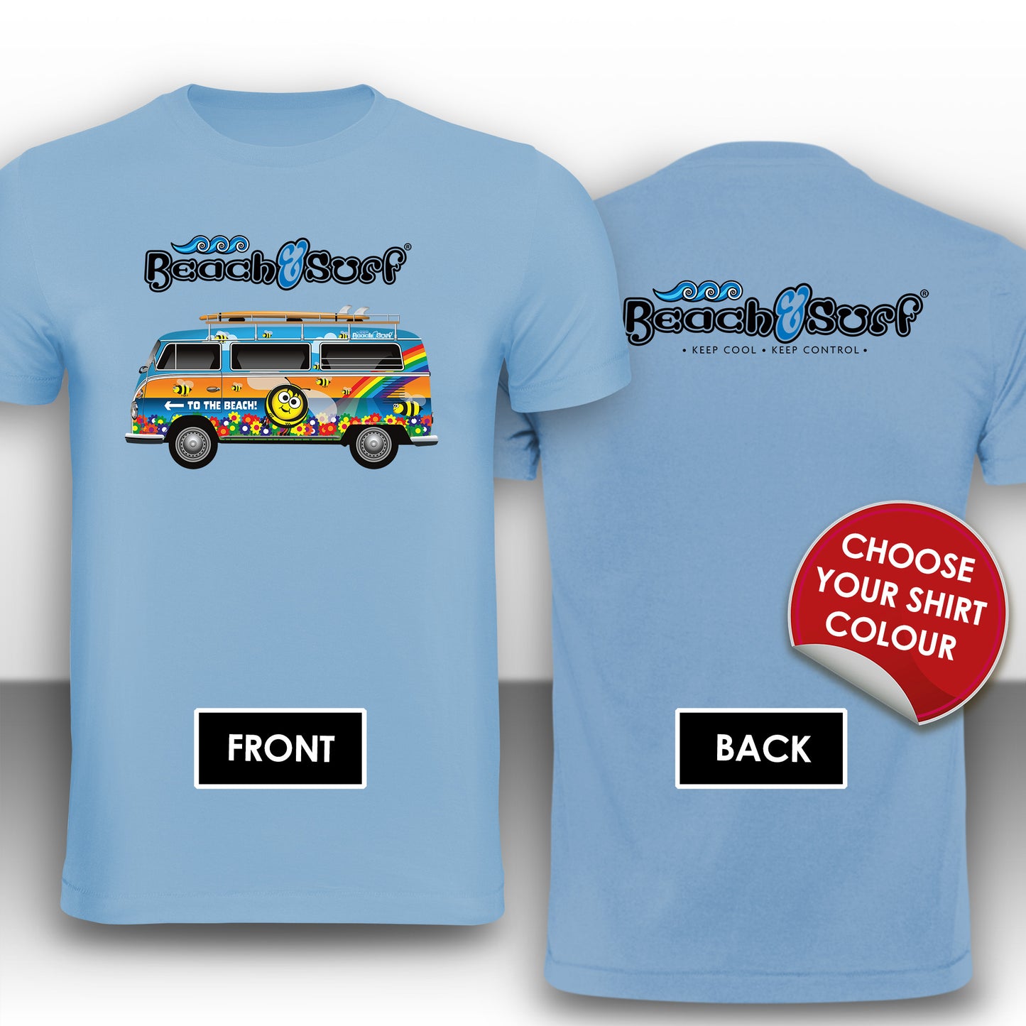Camper Van Bees and Beach Design - BEACH & SURF Leisure Wear