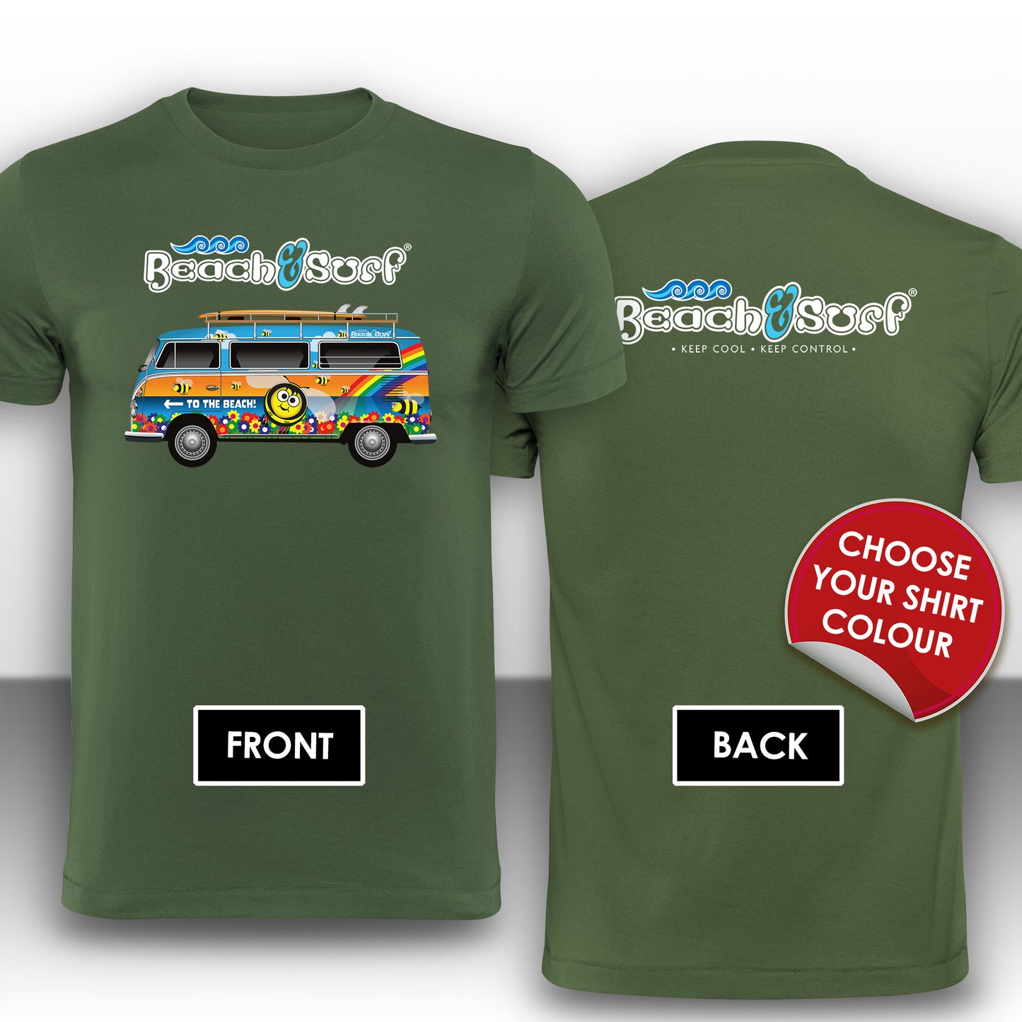 Camper Van Bees and Beach Design - BEACH & SURF Leisure Wear