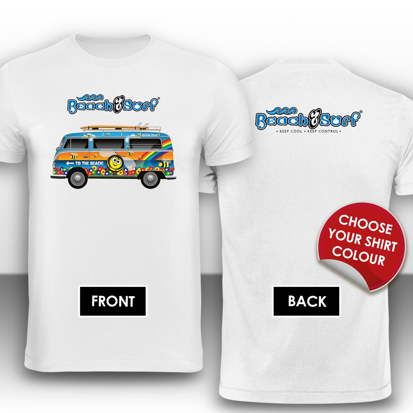 Camper Van Bees and Beach Design - BEACH & SURF Leisure Wear