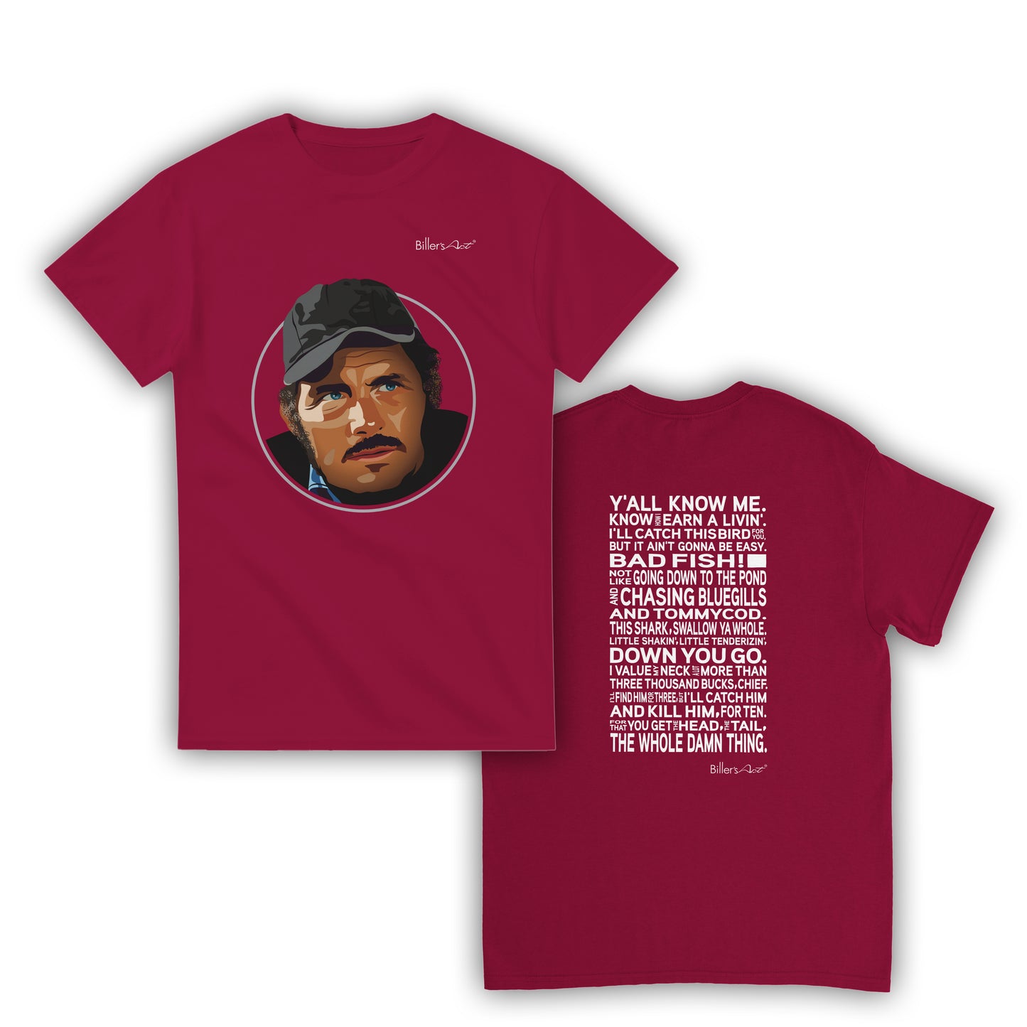 Jaws Movie T Shirt - Sam Quint Quote - T Shirt Film Illustration