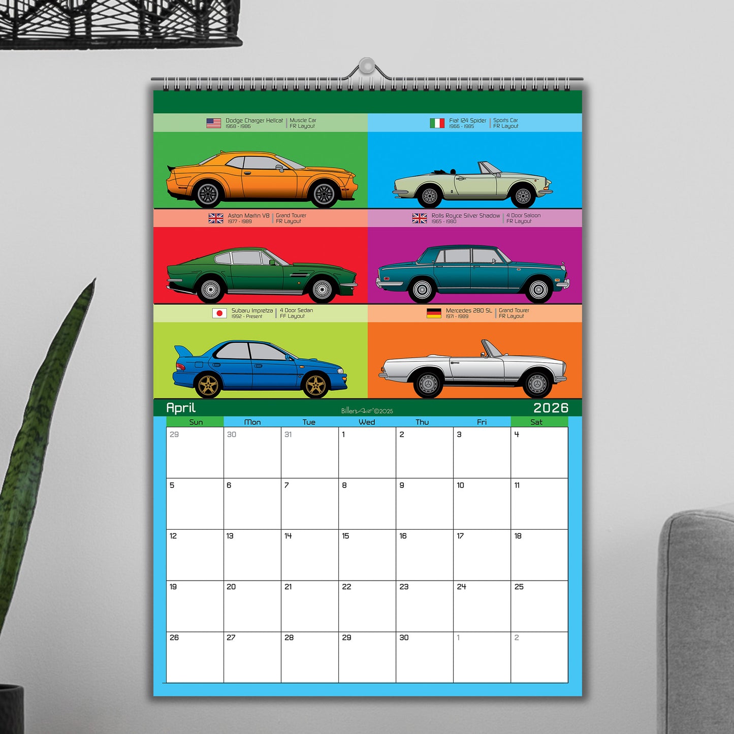 2026 Car lovers Iconic Classic World Car Calendar