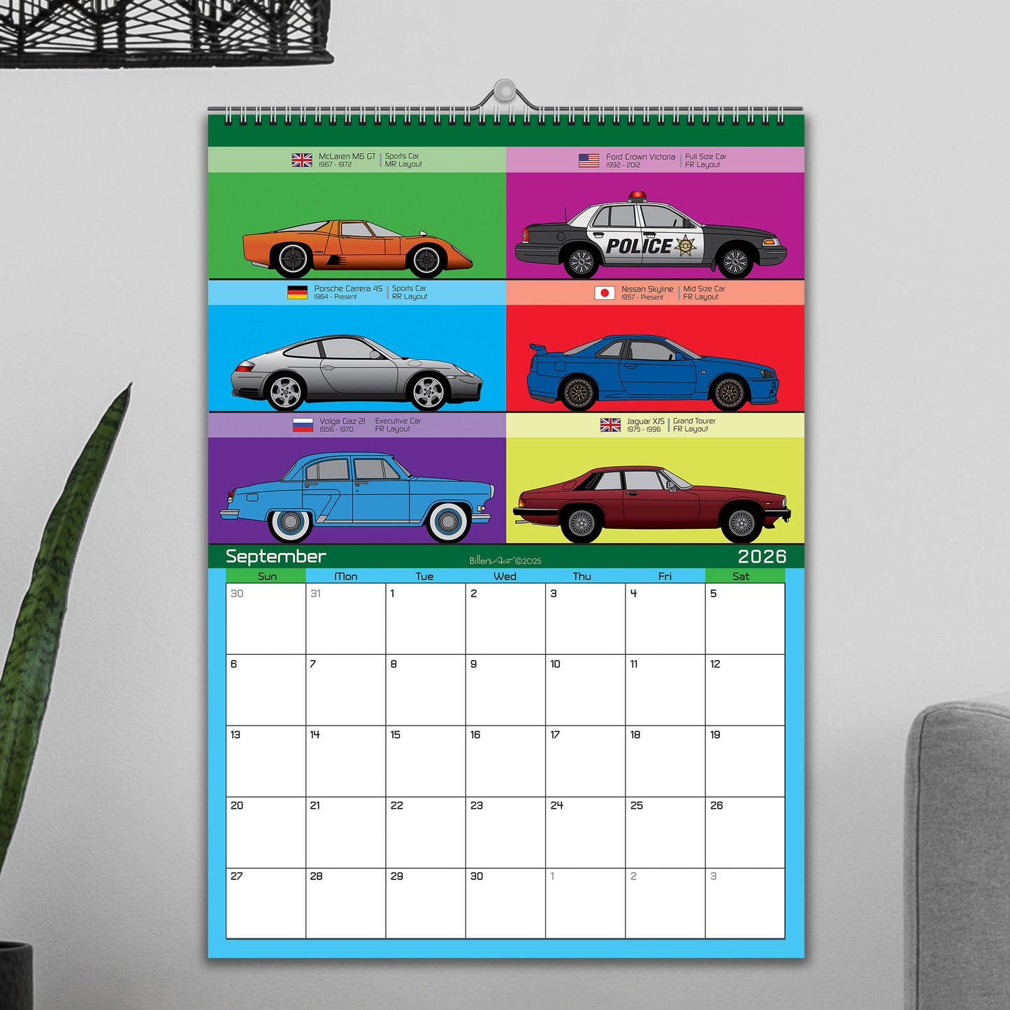 2026 Car lovers Iconic Classic World Car Calendar