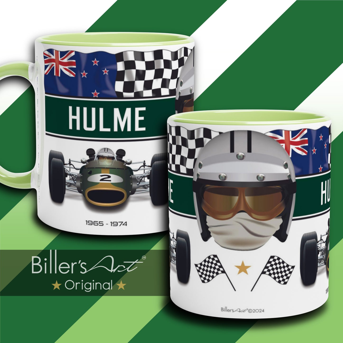 Classic World Champion Denny Hulme's Car & Helmet Formula 1 Mug