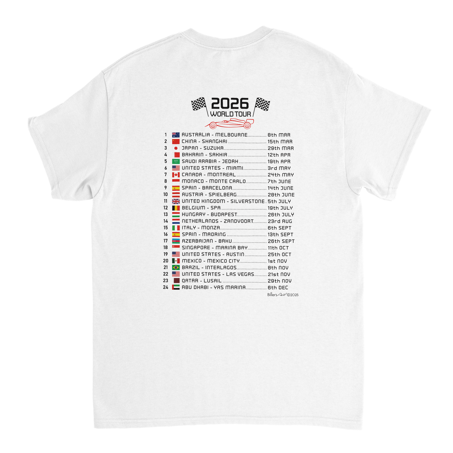 Max Verstappen 2026 Cartoon Calendar Formula 1 T-Shirt