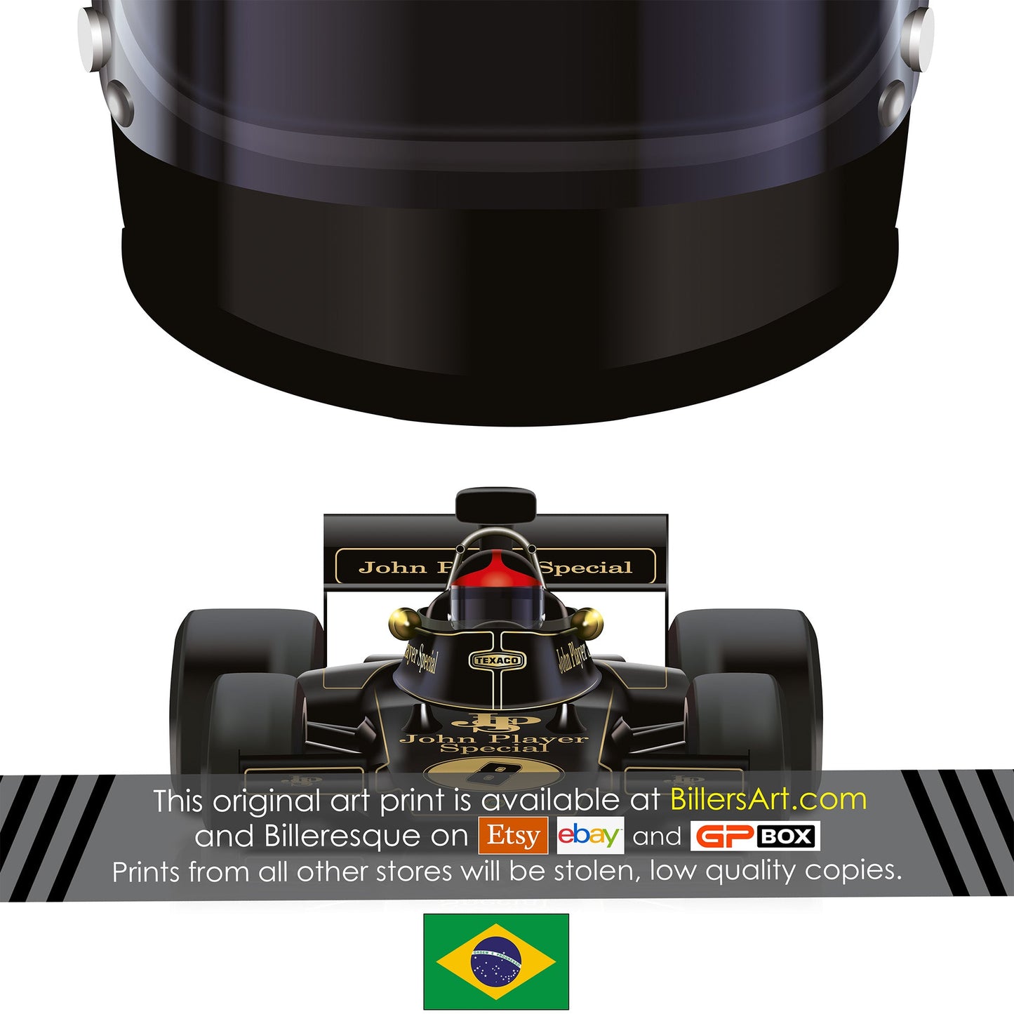 Emerson Fittipaldi 1972 Formula 1 Racing Helmet Print