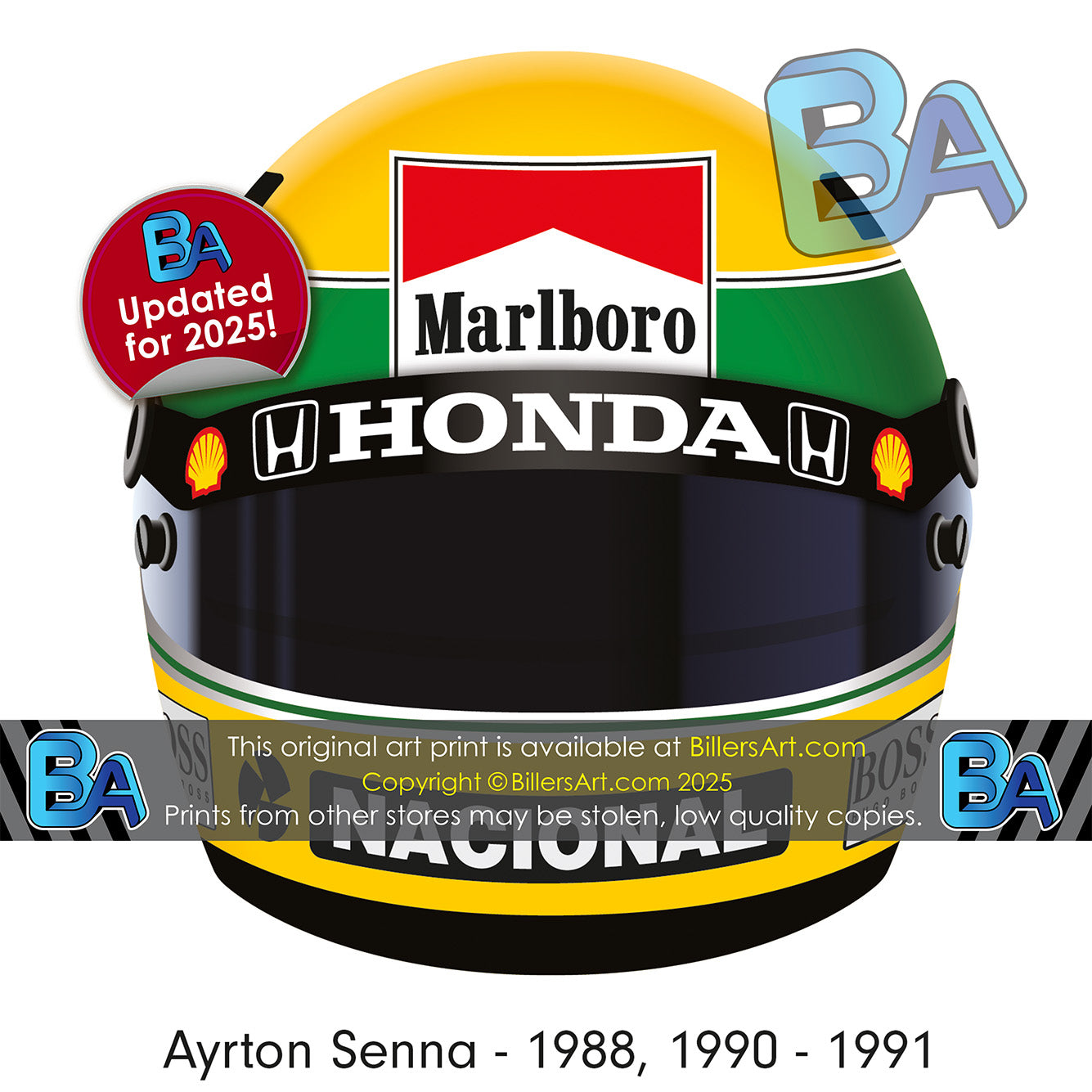 Formula 1 All Time World Champions Helmet Print