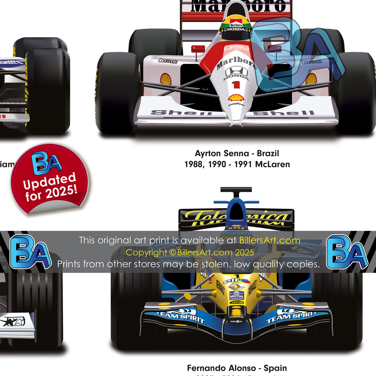 Formula 1 All Time World Champions Car Print