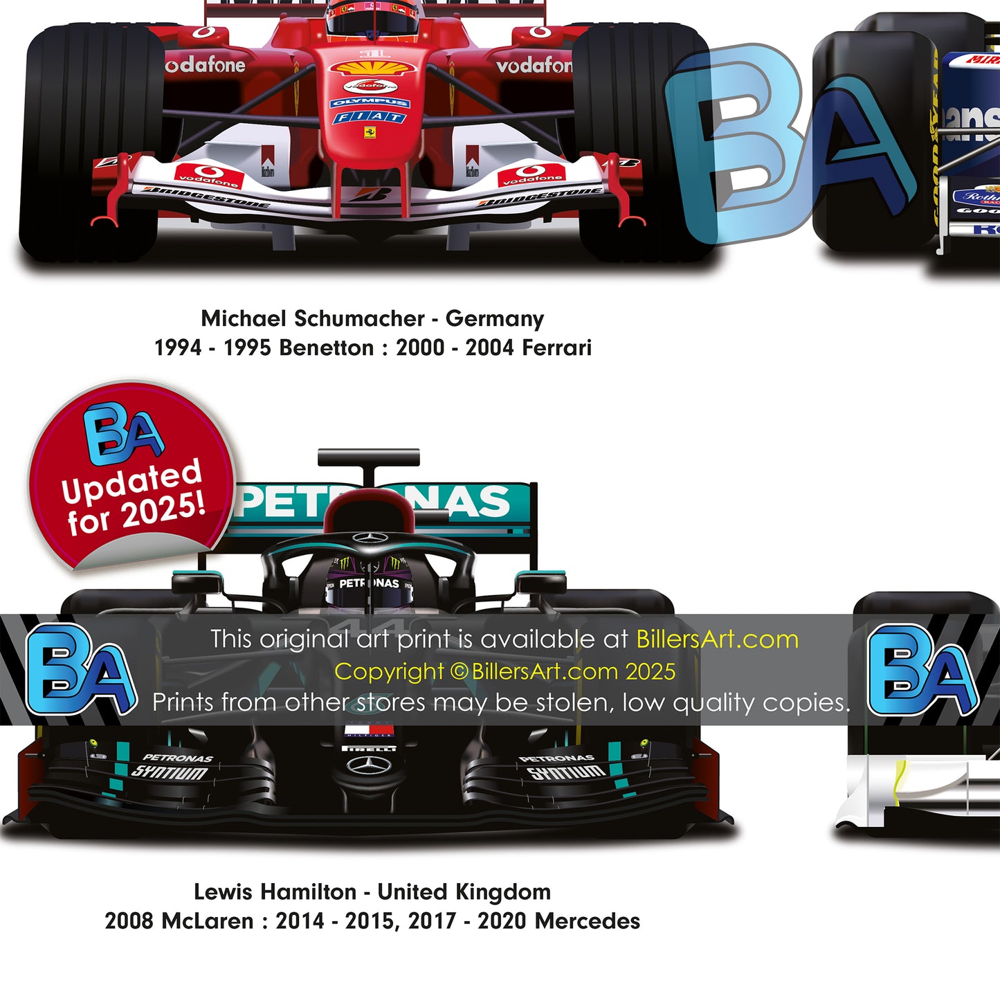 Formula 1 All Time World Champions Car Print