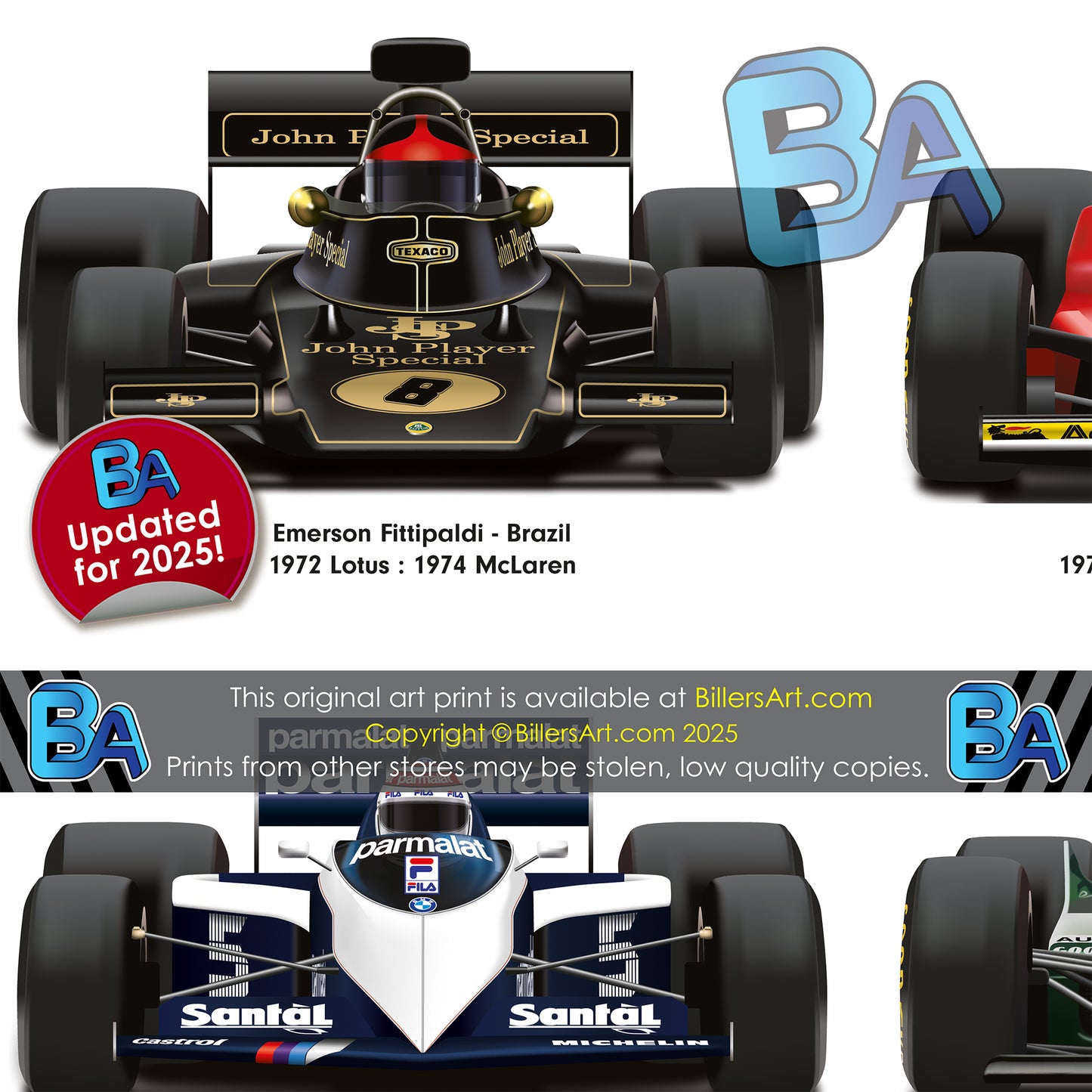 Formula 1 All Time World Champions Car Print
