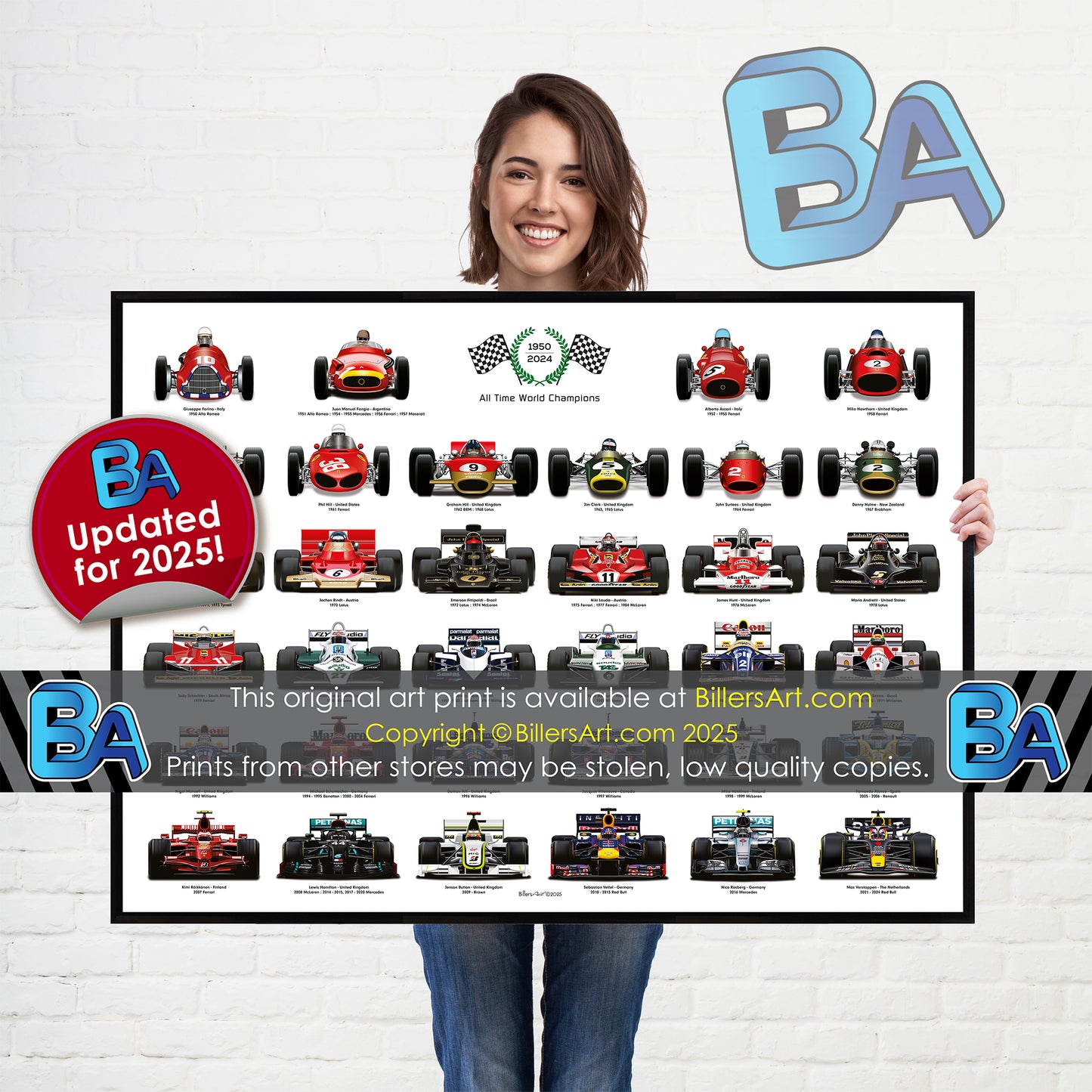 Formula 1 All Time World Champions Car Print