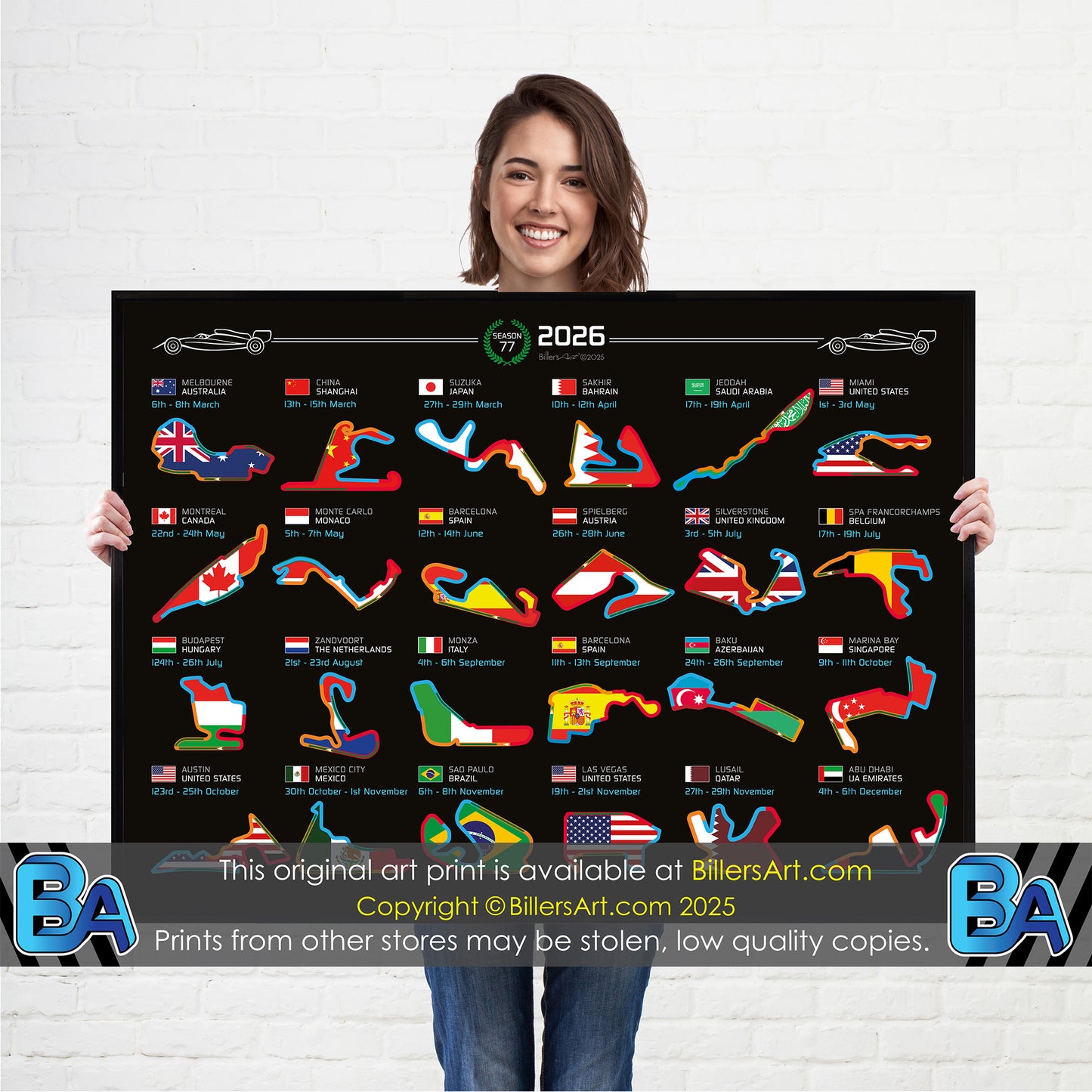Formula 1 2026 Circuit Fixtures on Flags (Landscape)