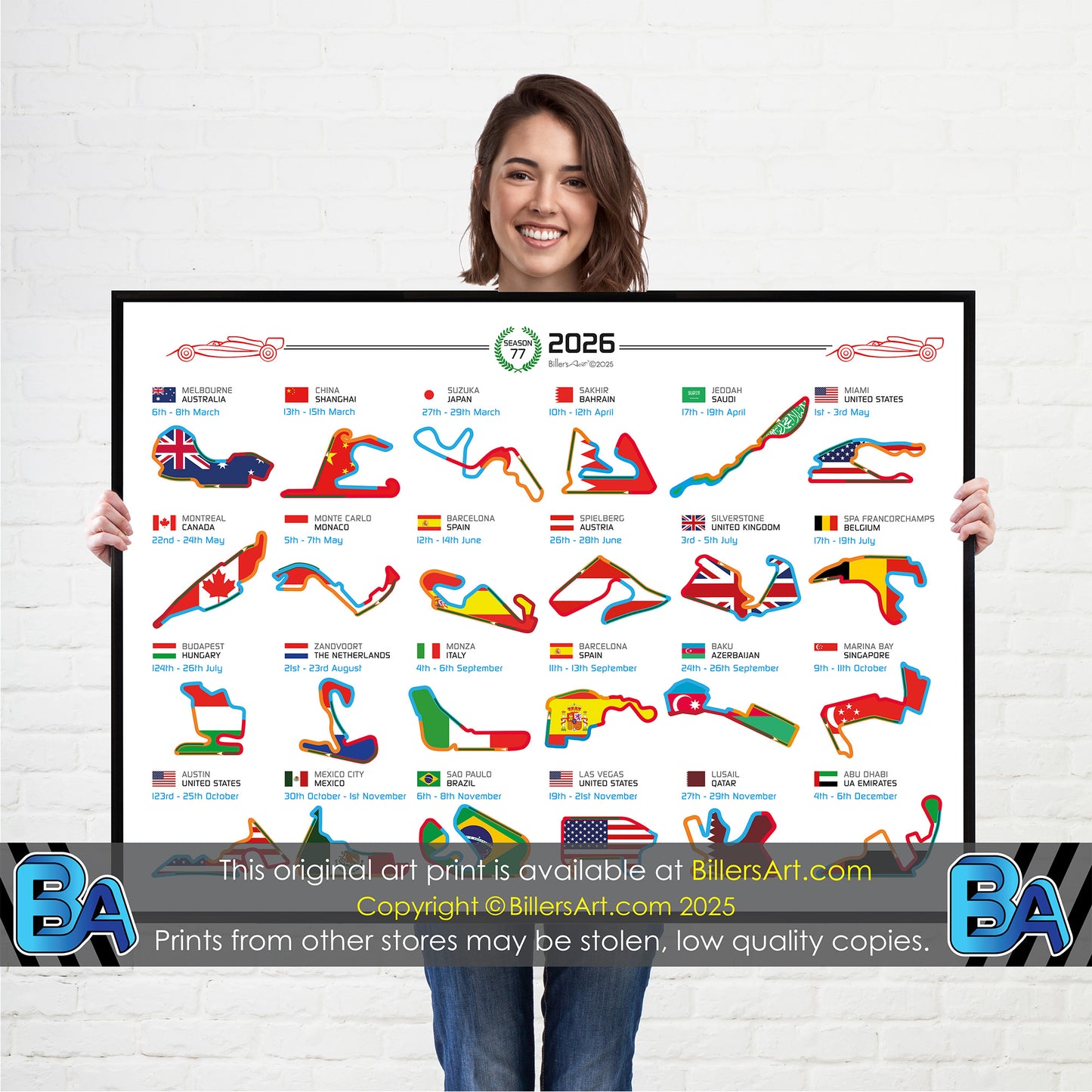 Formula 1 2026 Circuit Fixtures on Flags (Landscape)