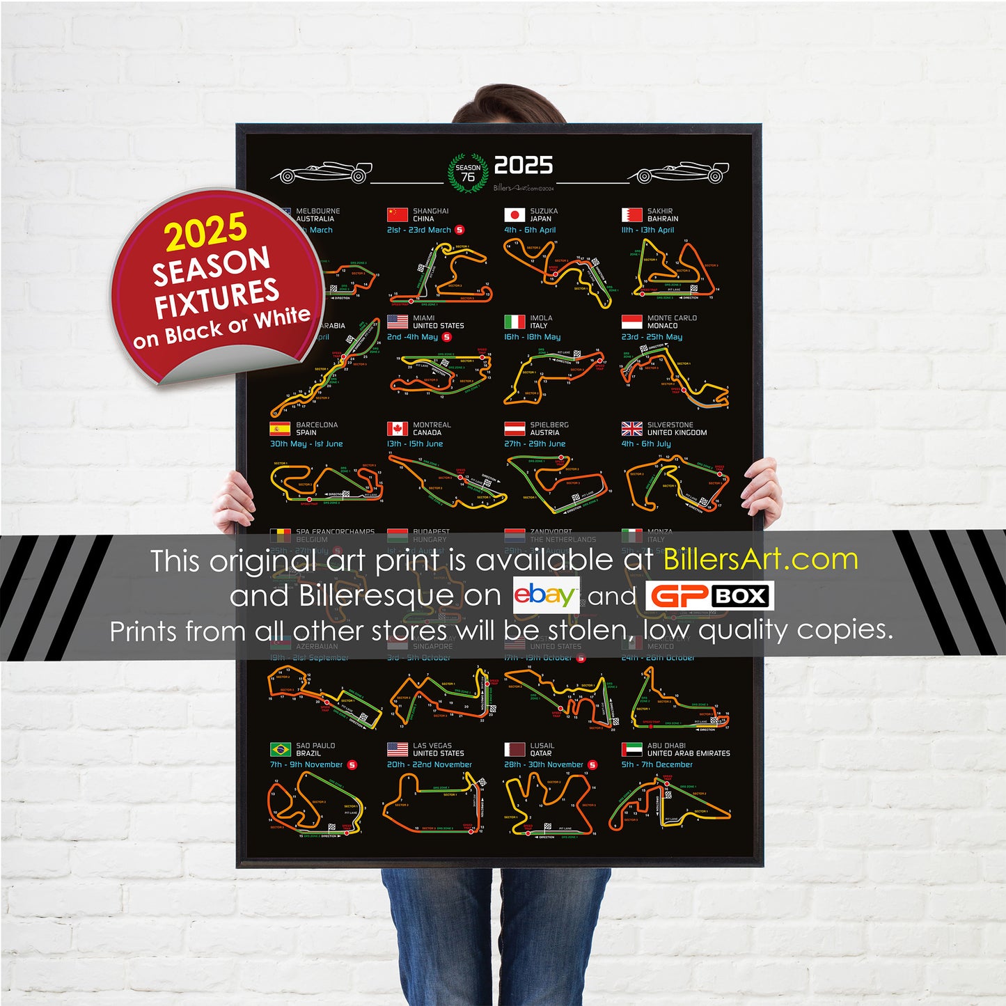Formula 1 2025 Fixtures and Circuits (Portrait)