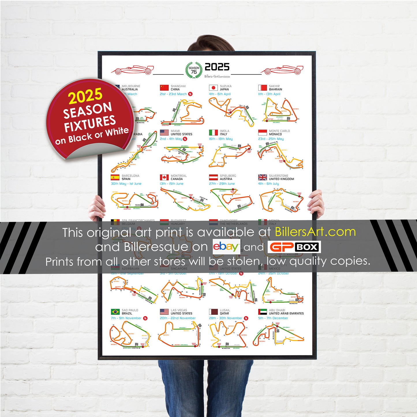 Formula 1 2025 Fixtures and Circuits (Portrait)