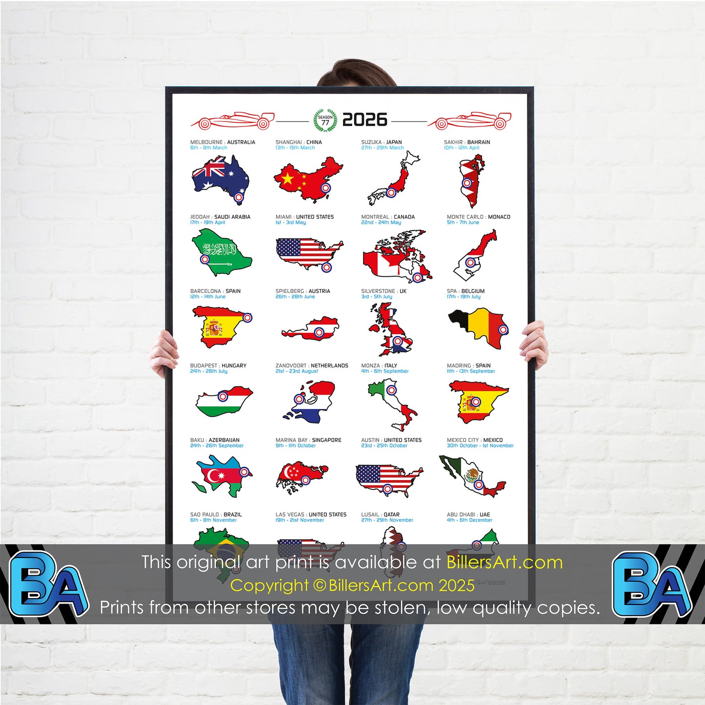 Formula 1 2026 Country Fixtures (Portrait)