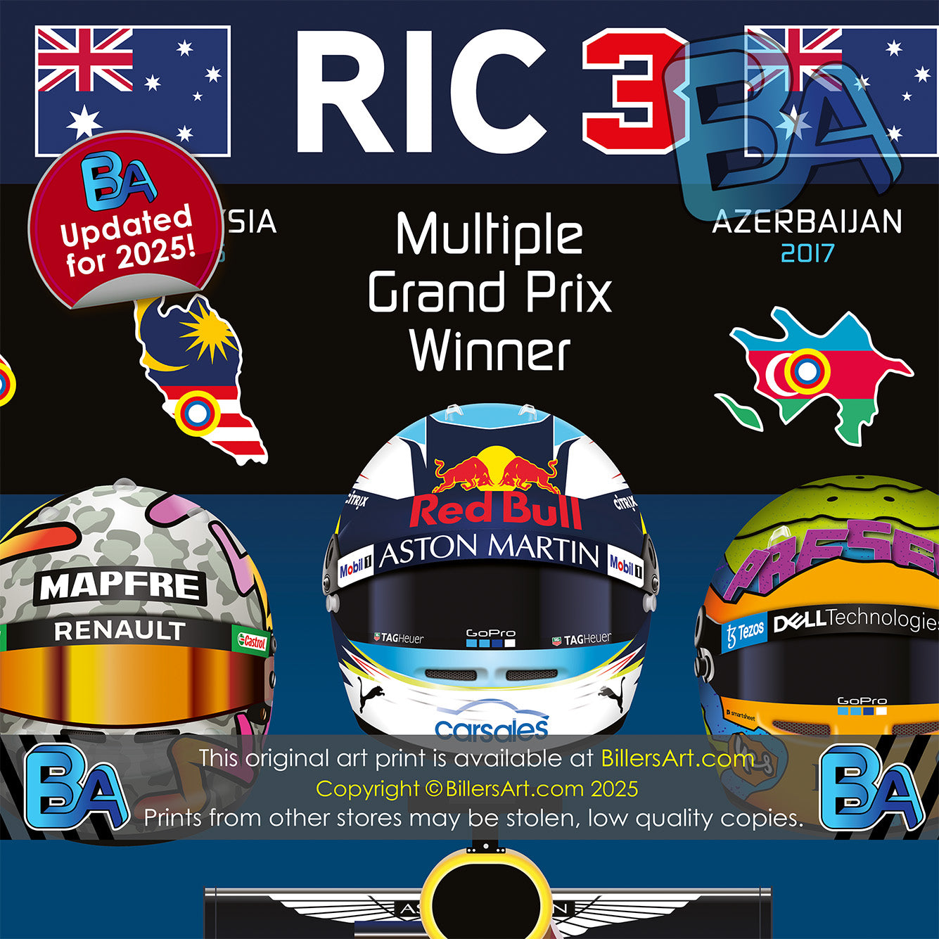 Daniel Ricciardo Formula 1 Career Celebration Wall Print