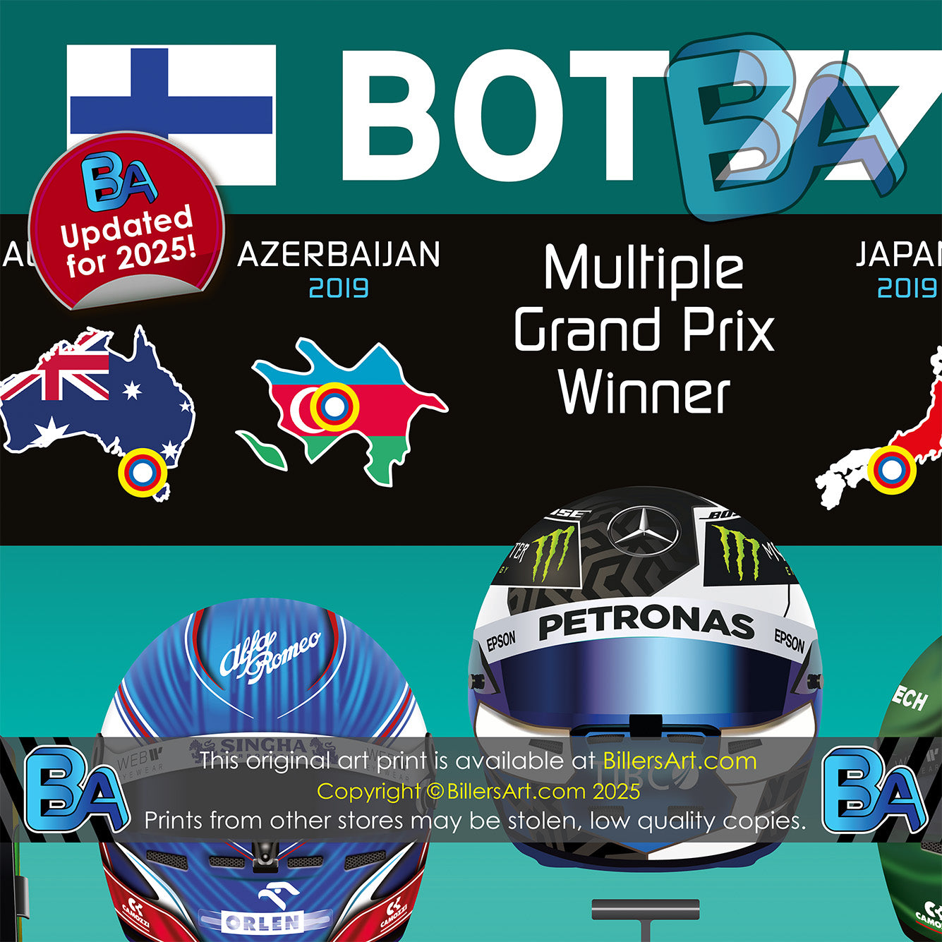 Valtteri Bottas Formula 1 Career Celebration Wall Print