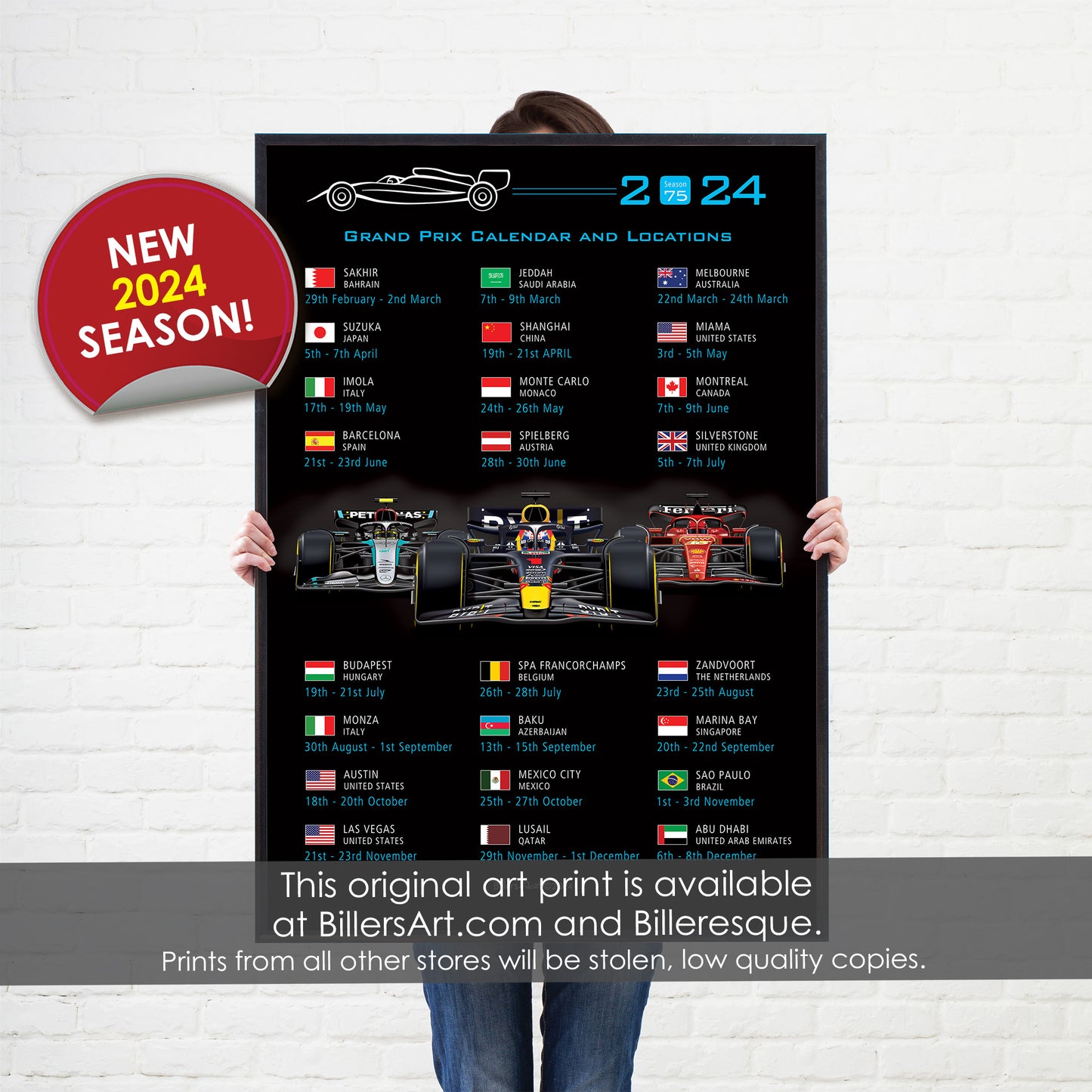 Formula 1 2024 Fixtures Dates and 3 Racing Cars