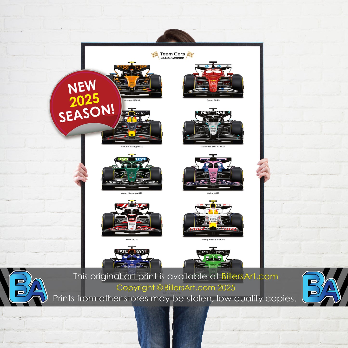 Formula Team Cars 2025 Wall Print