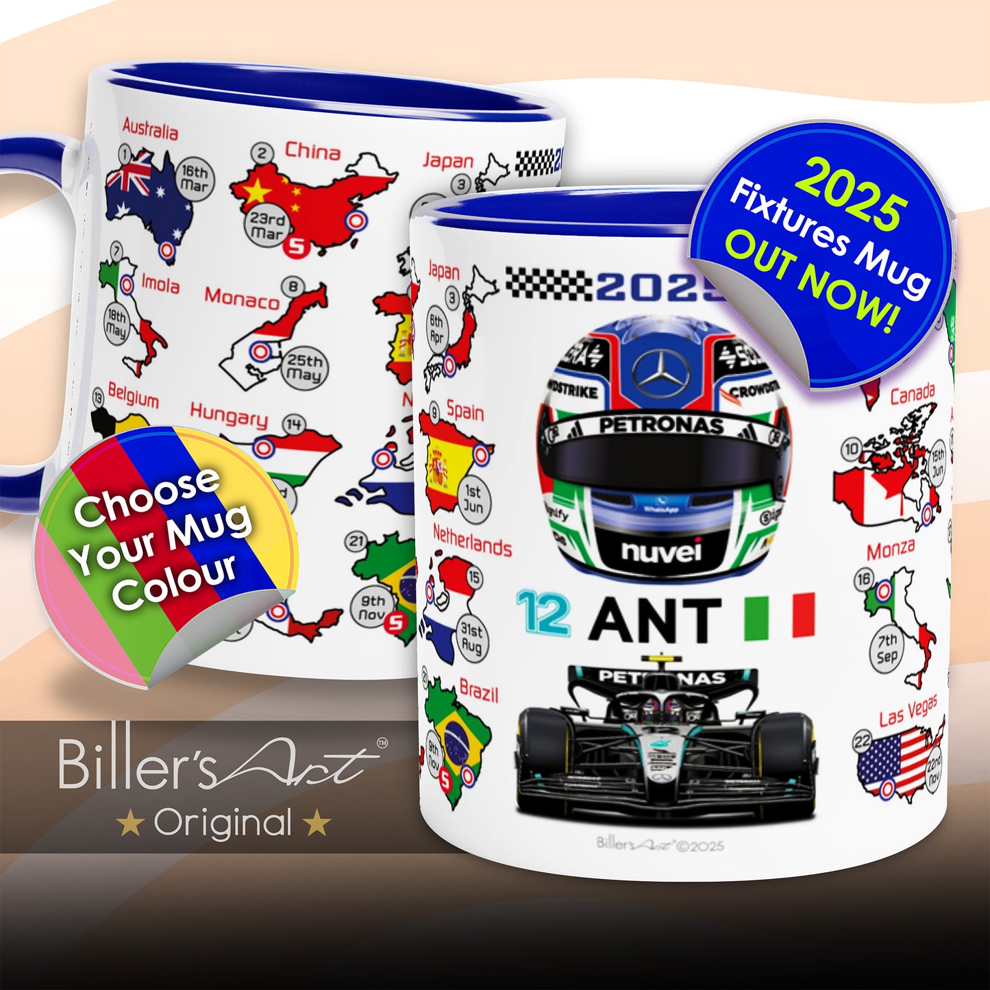 Andrea Kimi Antonelli 2026 Formula 1 Season Fixtures Mug
