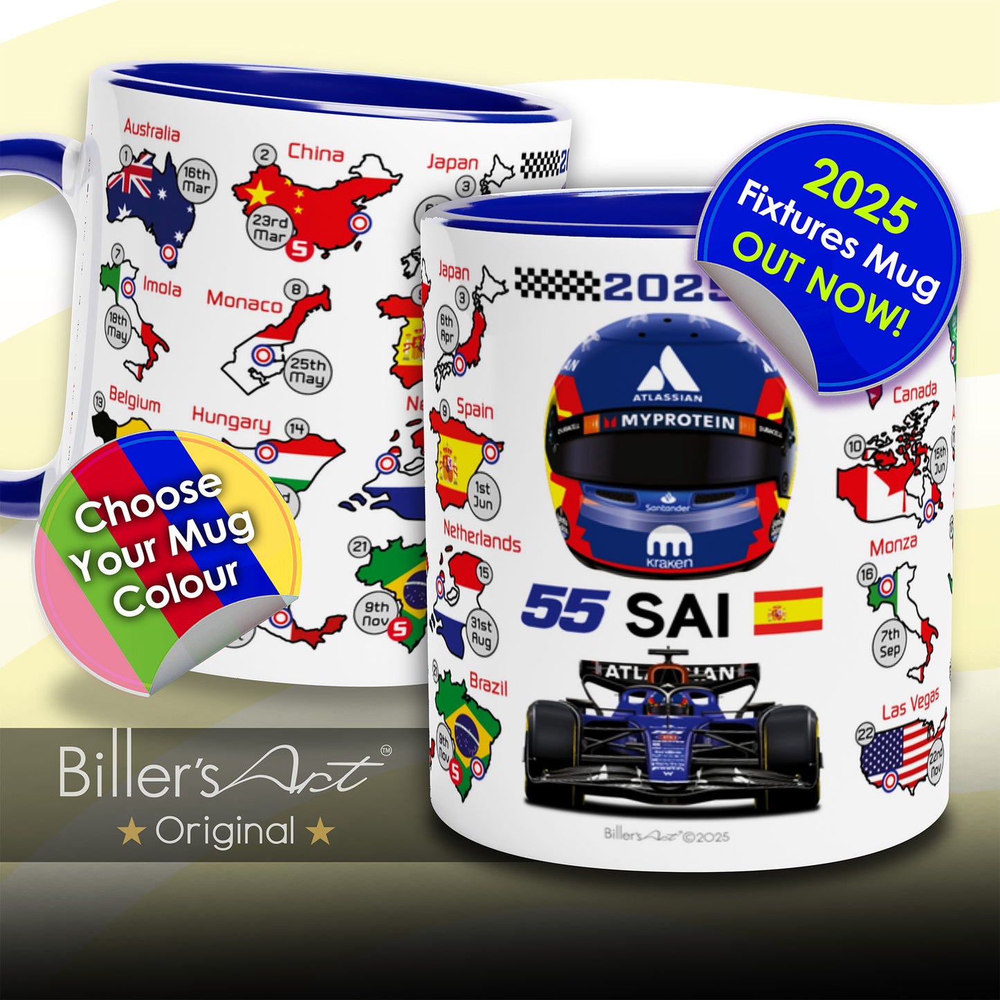 Carlos Sainz 2026 Formula 1 Season Fixtures Mug