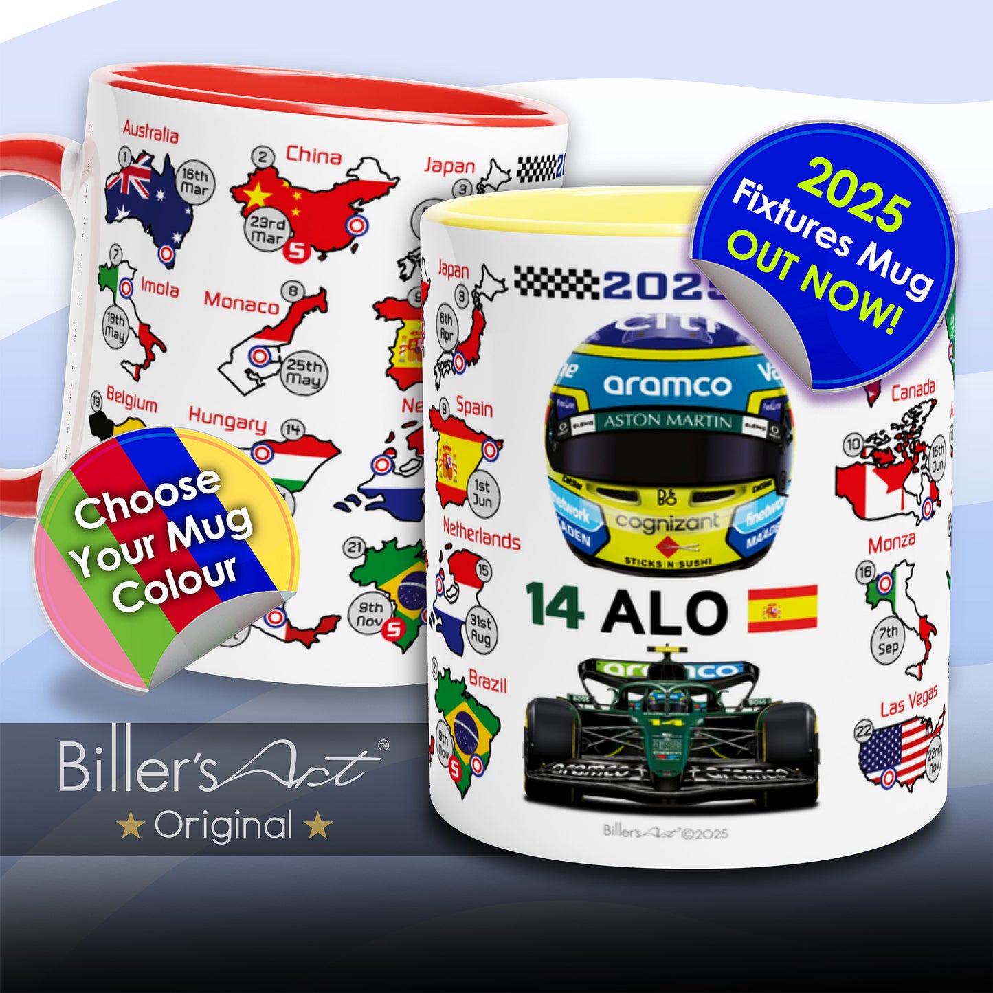 Fernando Alonso 2026 Formula 1 Season Fixtures Mug