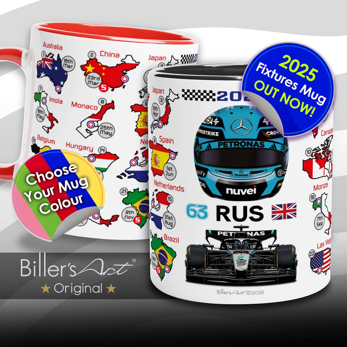 George Russell 2026 Formula 1 Season Fixtures Mug