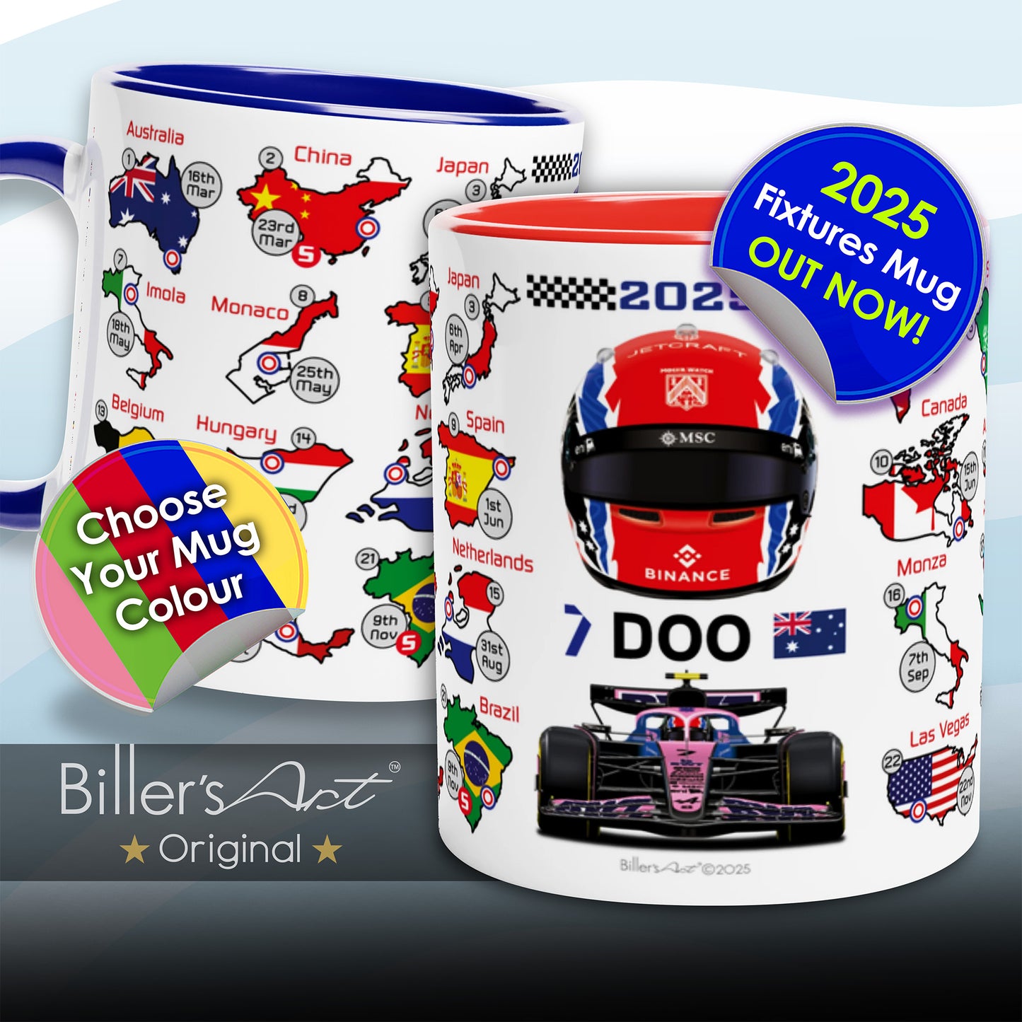 Jack Doohan 2025 Formula 1 Season Fixtures Mug