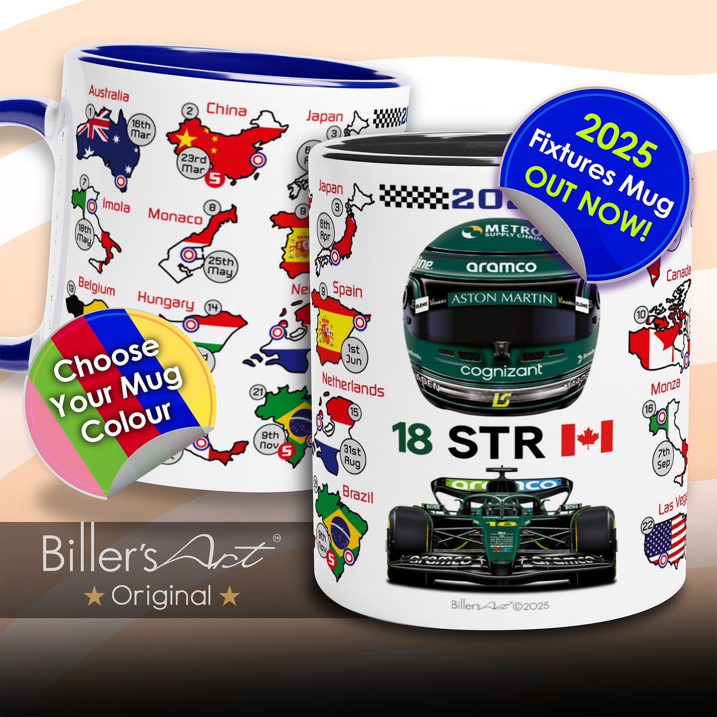 Lance Stroll 2026 Formula 1 Season Fixtures Racing Mug
