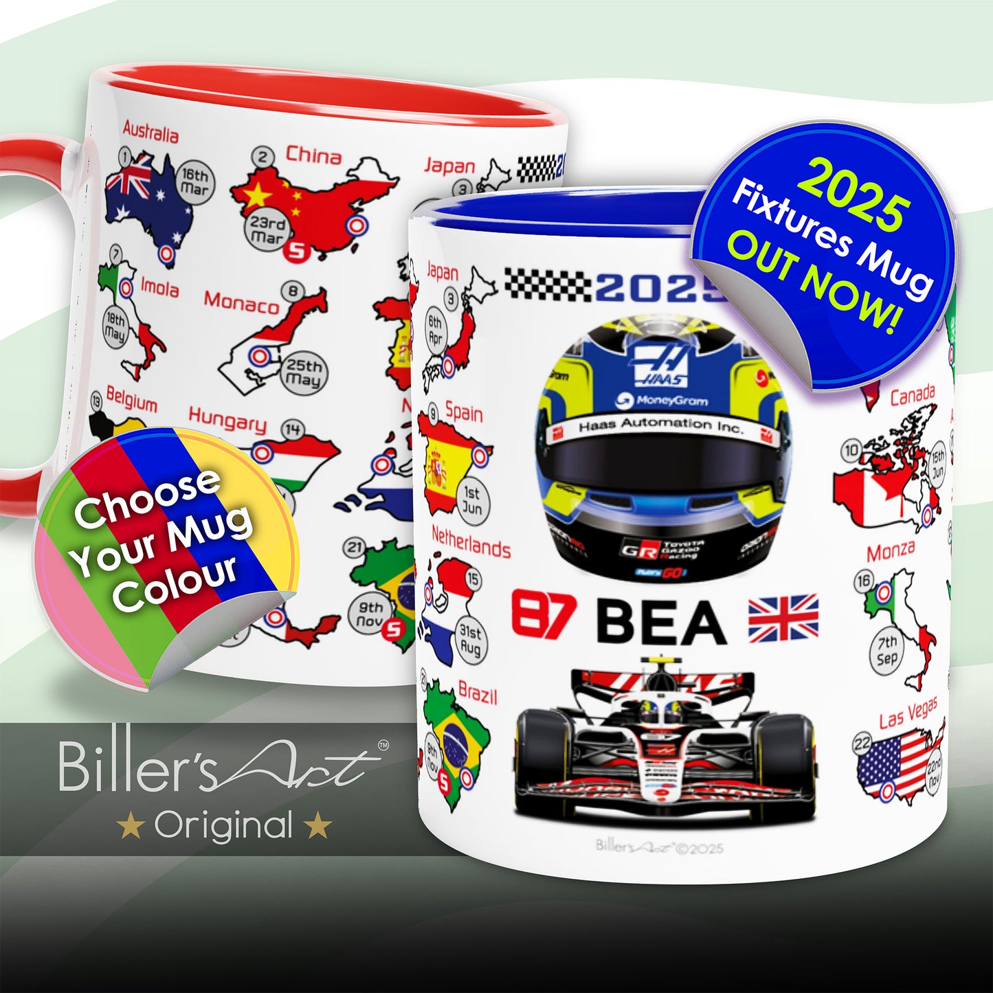 Oliver Bearman 2026 Formula 1 Season Fixtures Mug